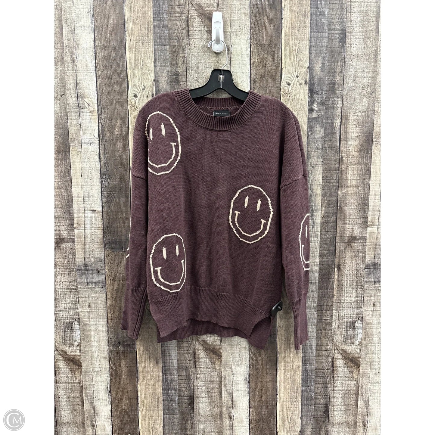 Sweater By Miou Muse In Brown & Cream, Size: S