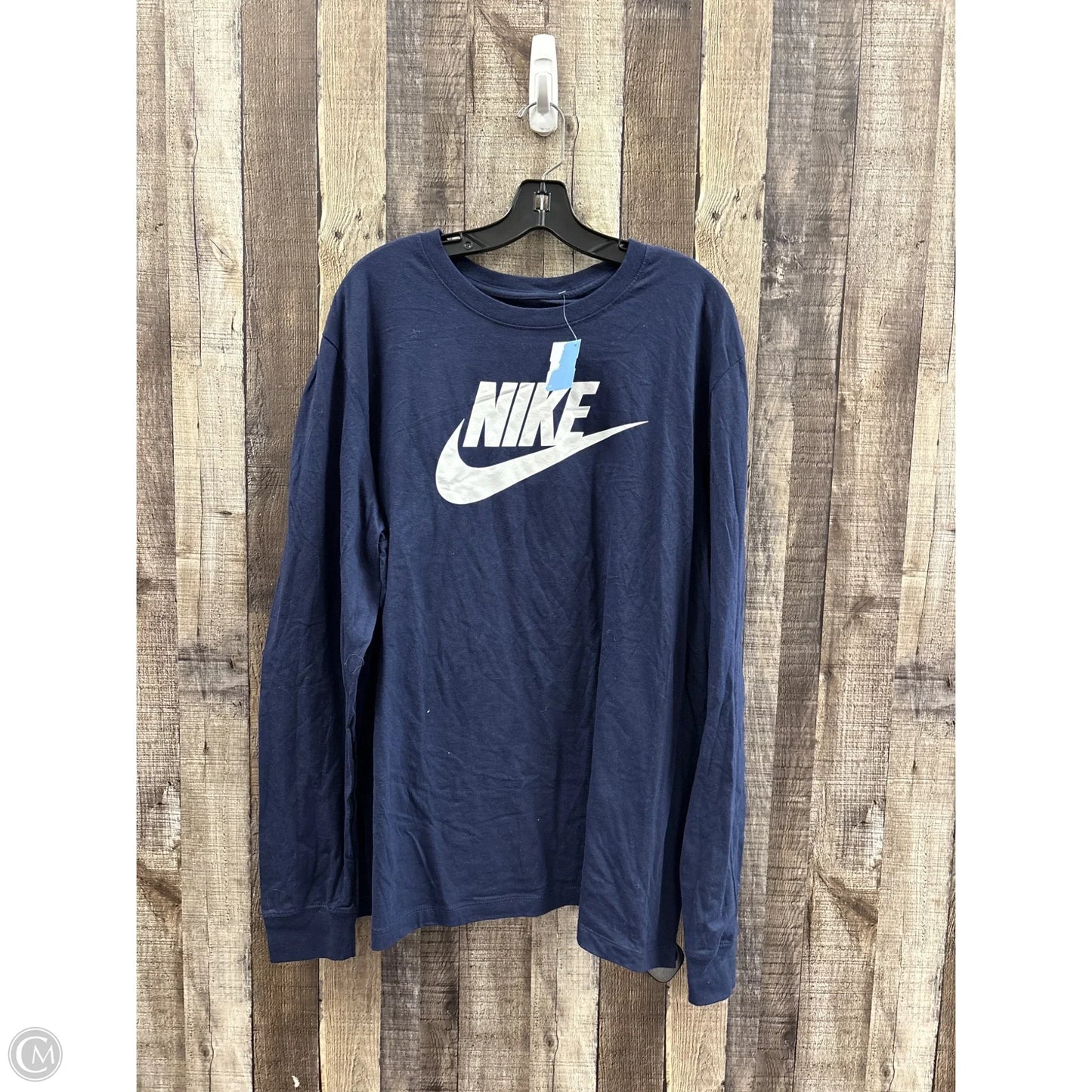 Athletic Top Long Sleeve Crewneck By Nike In Navy, Size: Xxl