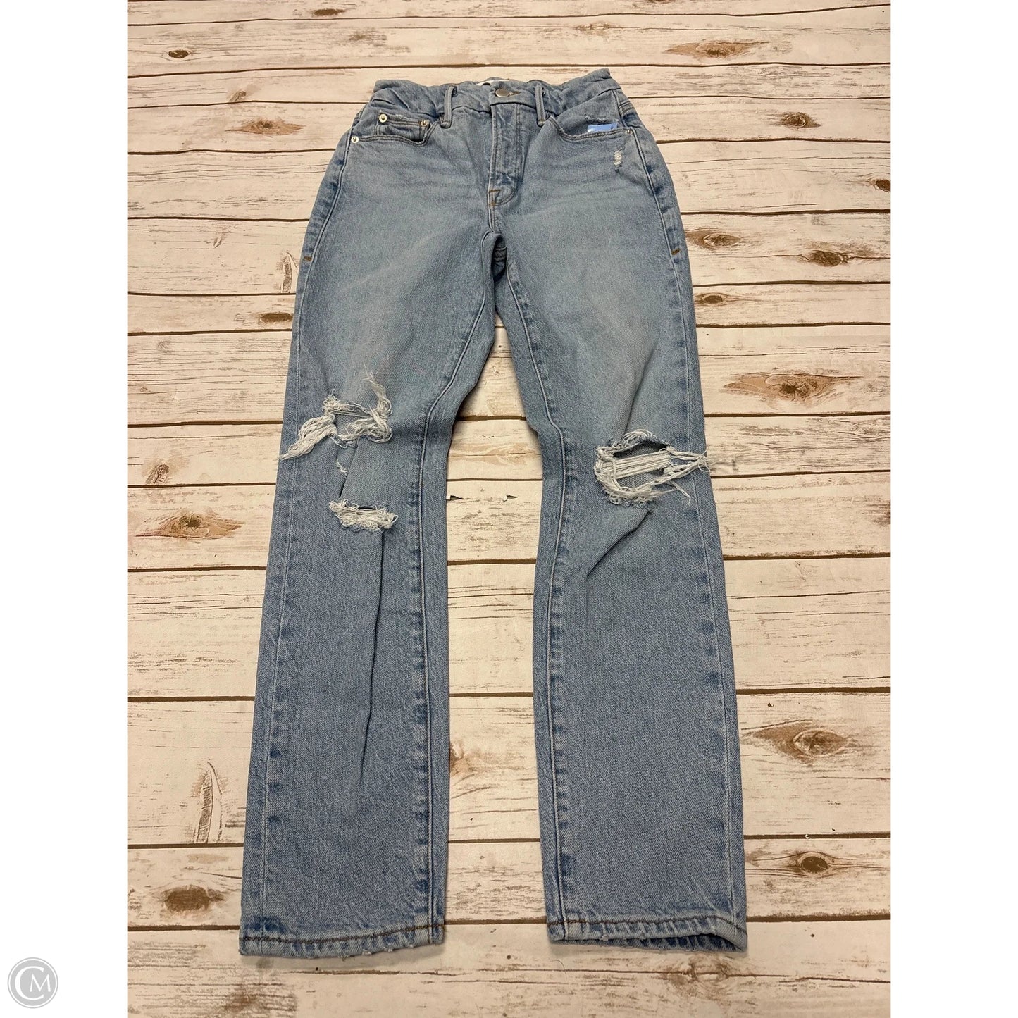 Jeans Straight By Good American In Blue Denim, Size: 0