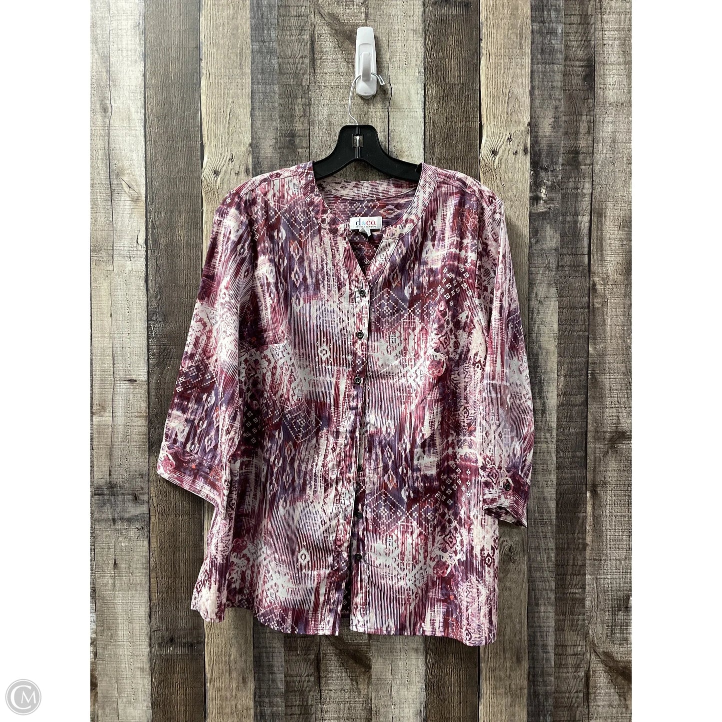 Top 3/4 Sleeve By D&co. In Animal Print, Size: M