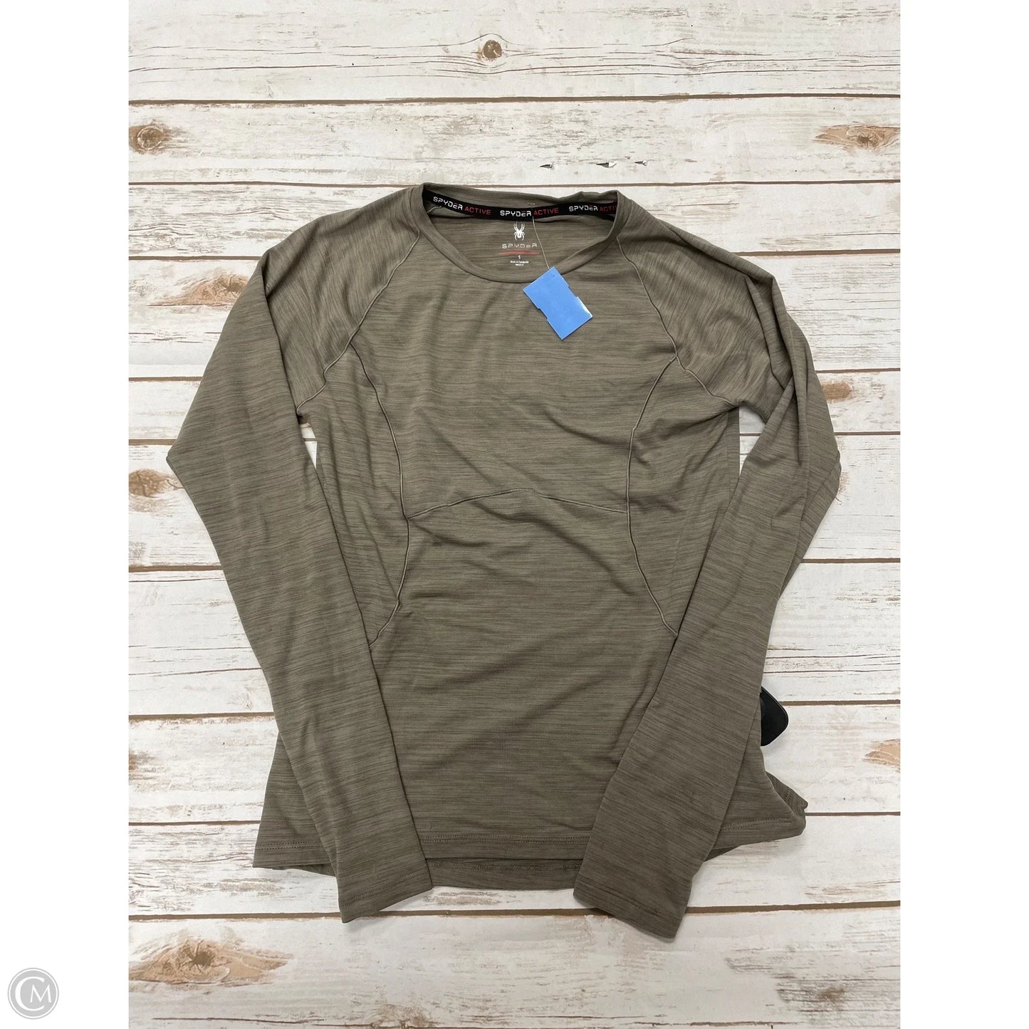 Athletic Top Long Sleeve Crewneck By Spyder In Taupe, Size: S