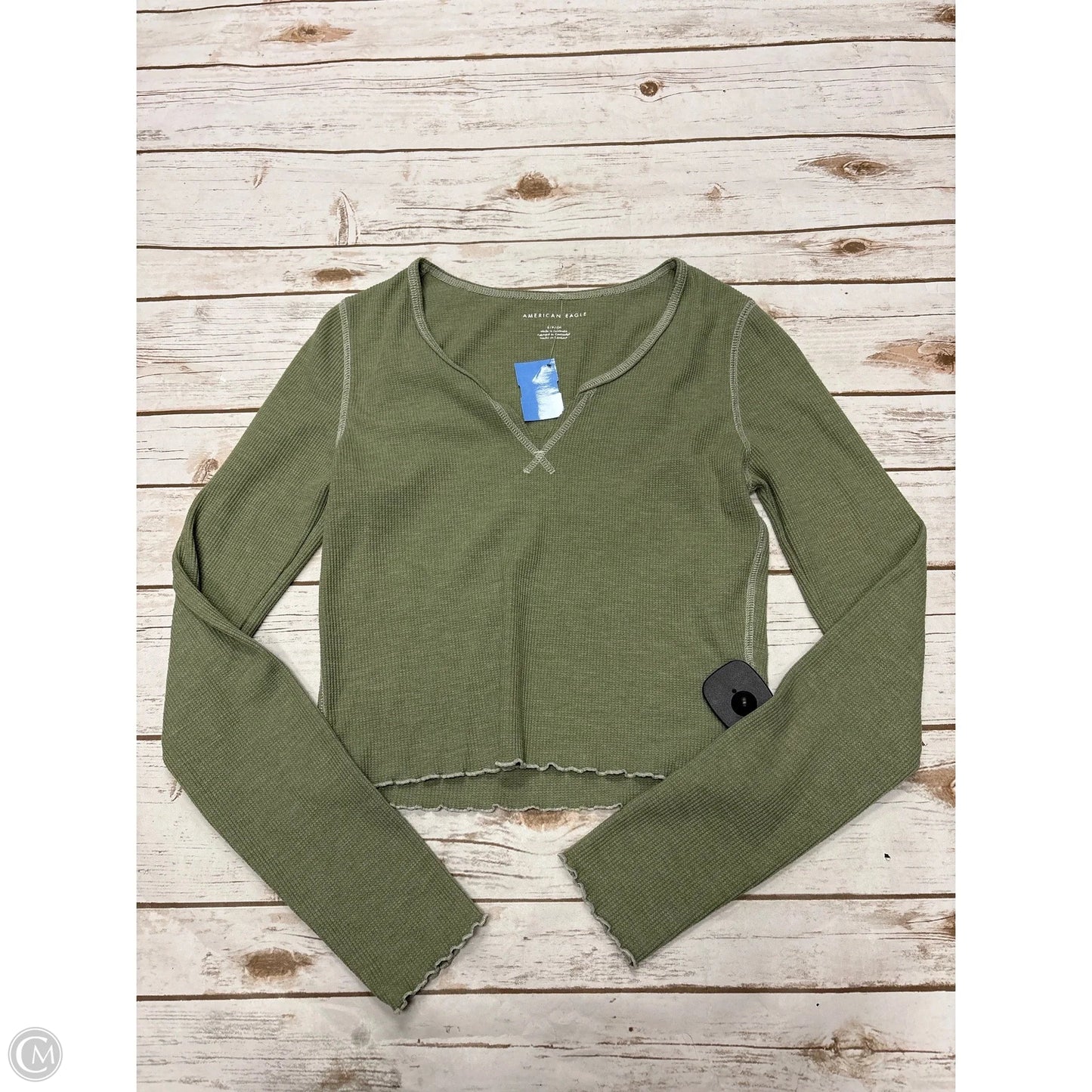 Top Long Sleeve By American Eagle In Green, Size: S