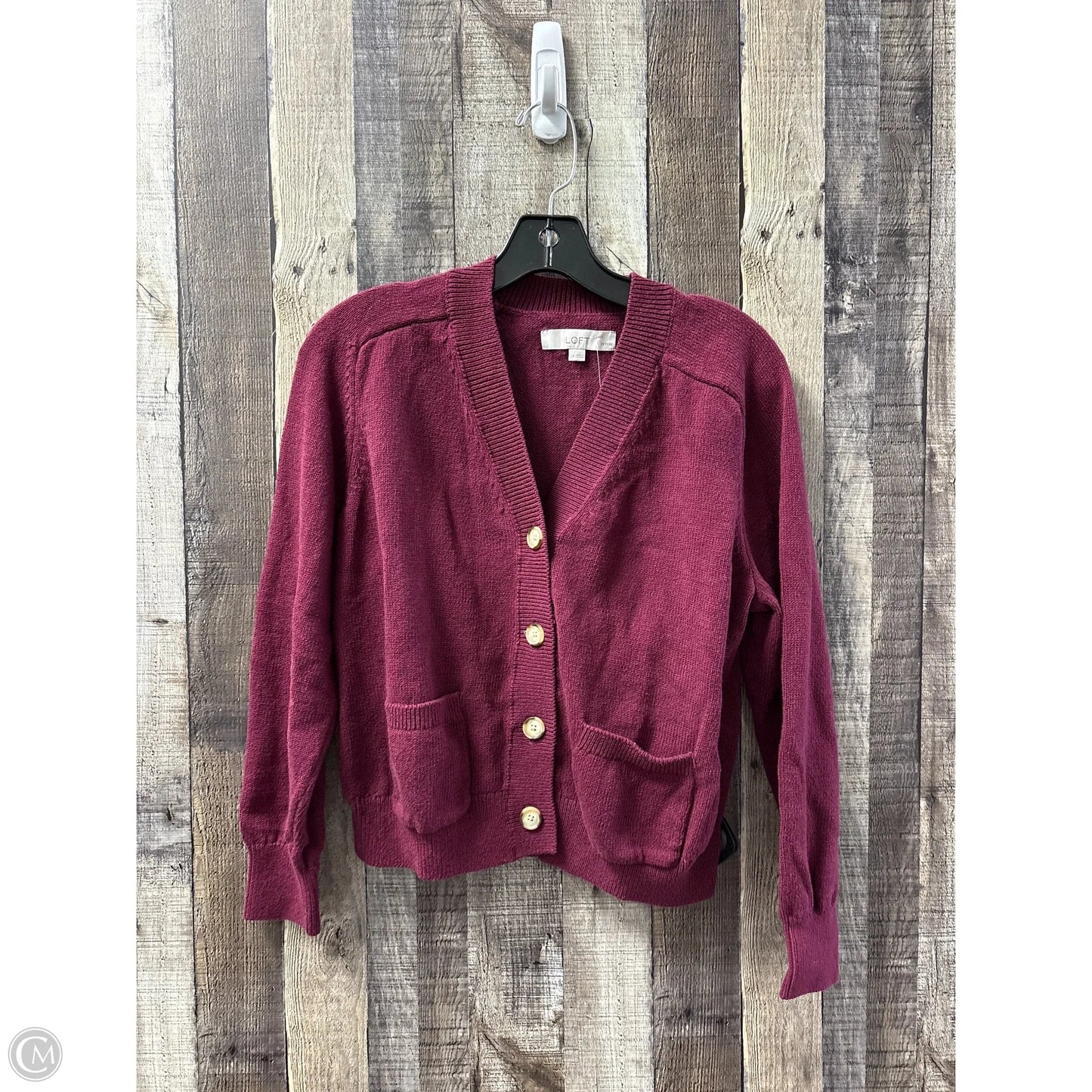 Cardigan By Loft In Maroon, Size: Lp