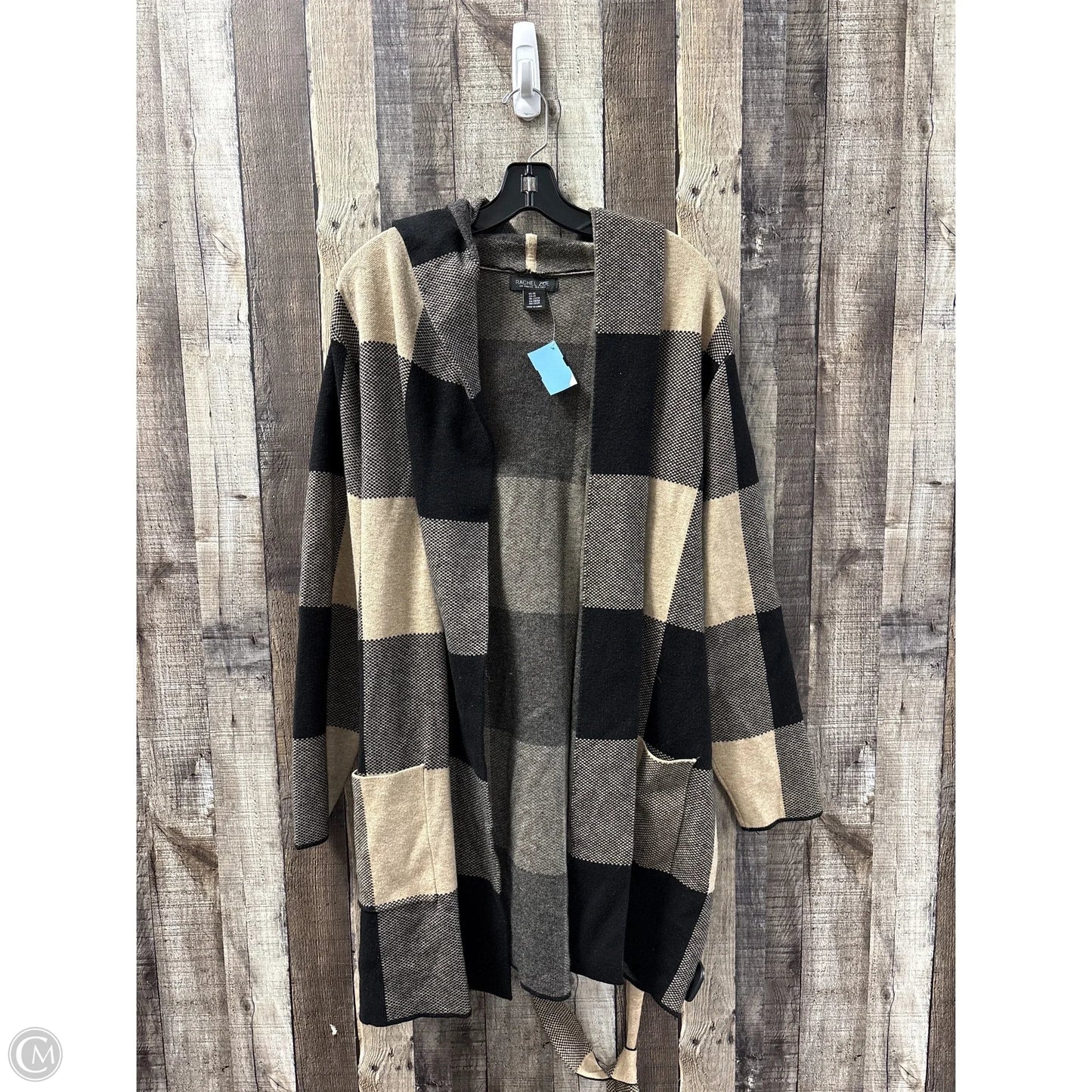 Sweater Cardigan By Rachel Zoe In Black & Brown, Size: 2x