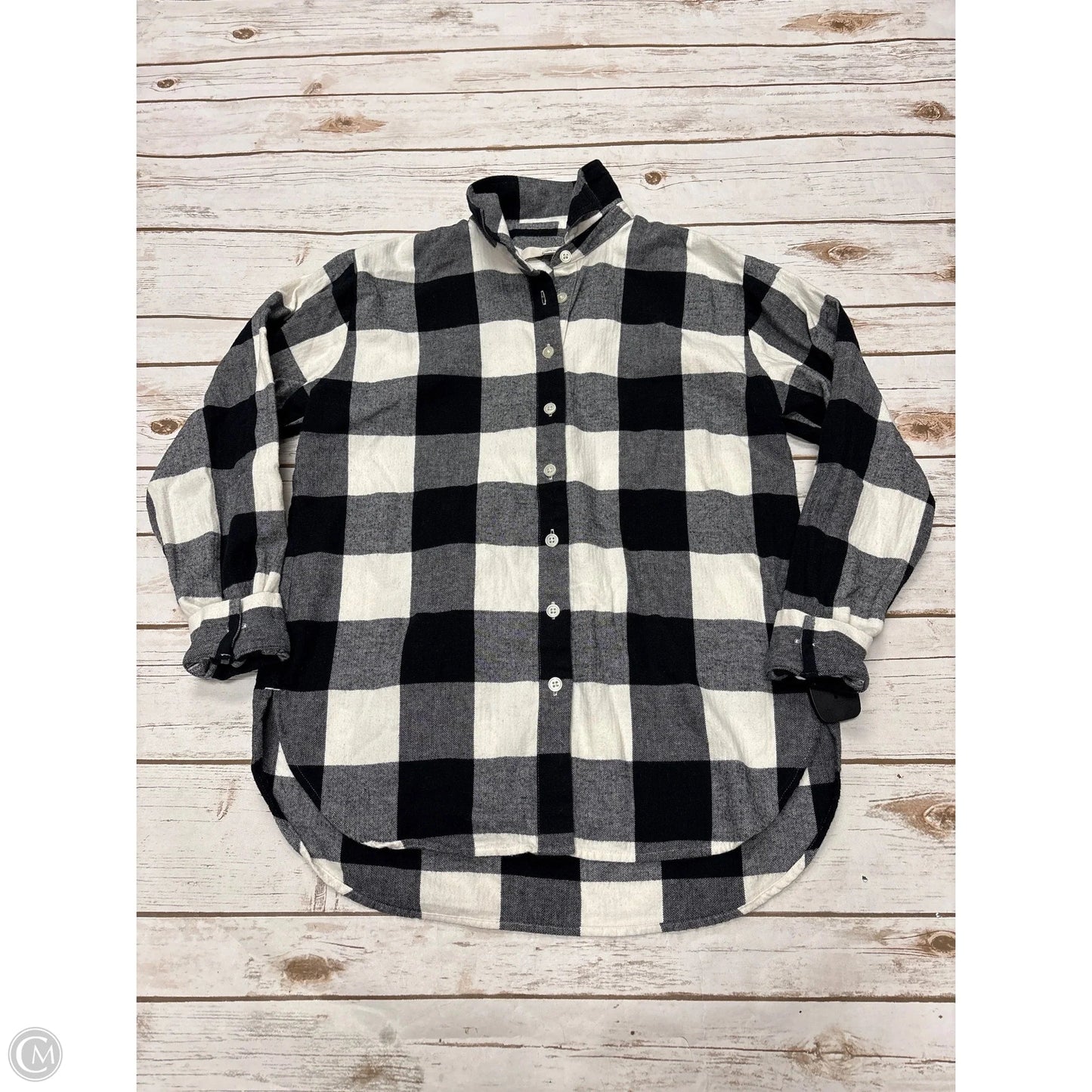 Top Long Sleeve By Loft In Plaid Pattern, Size: Xs