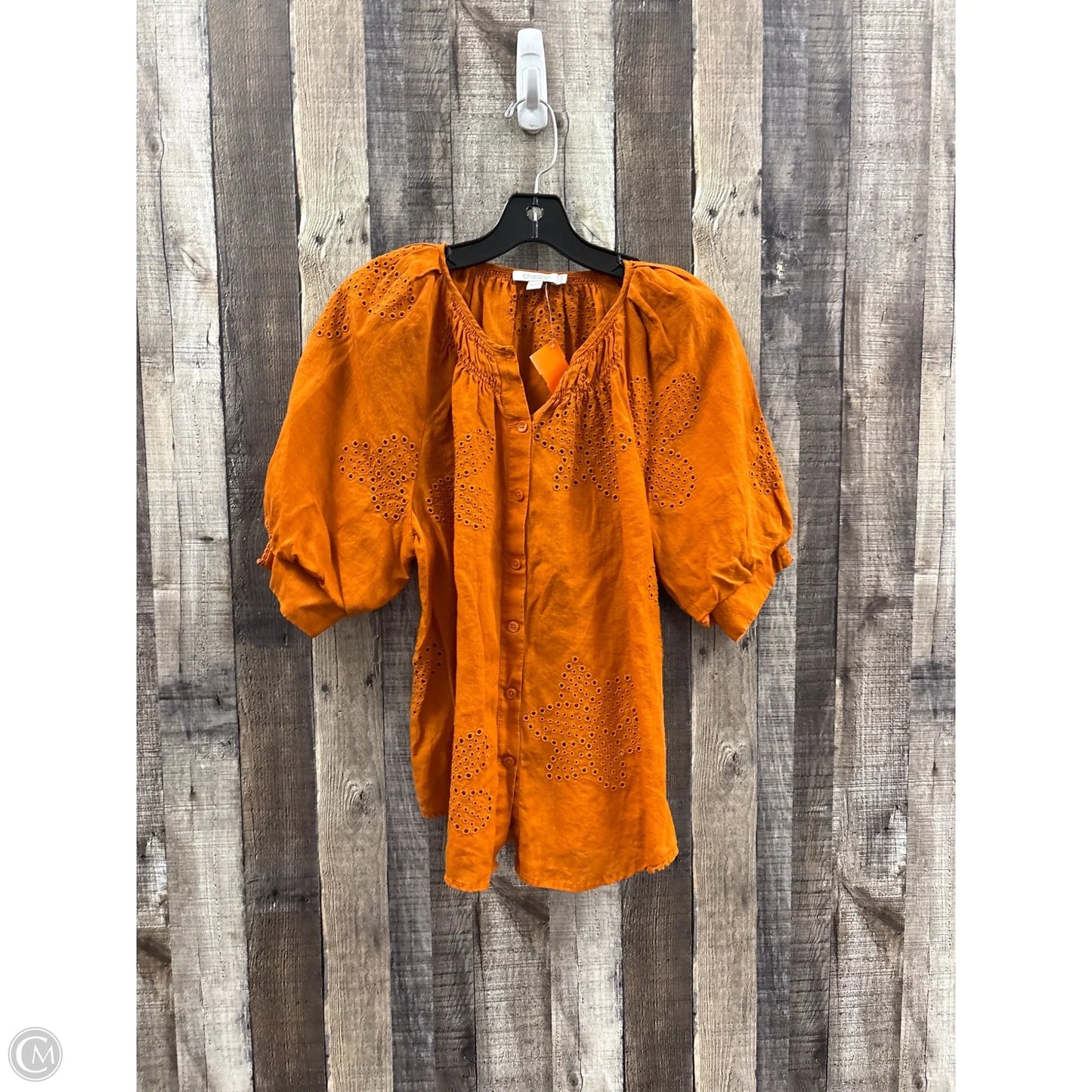 Top Short Sleeve By Chicos In Orange, Size: M