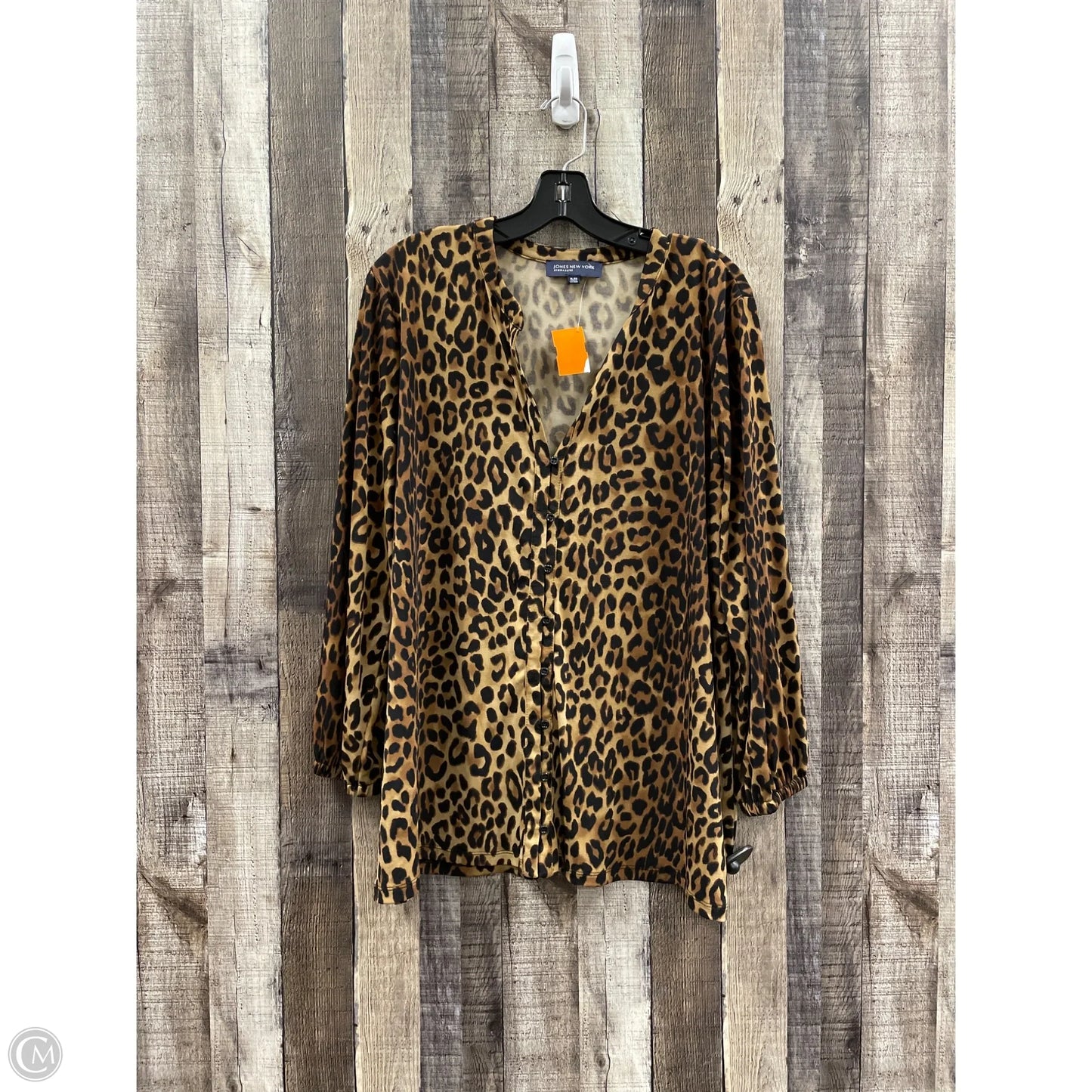 Top Long Sleeve By Jones New York In Animal Print, Size: Xl