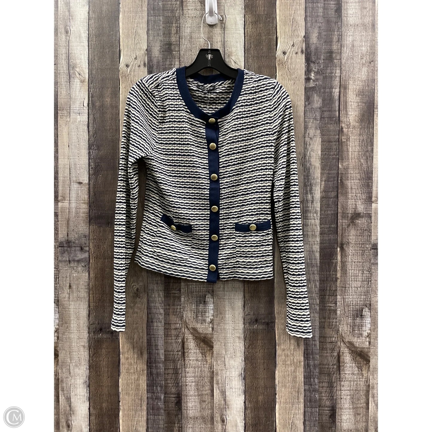 Cardigan By J. Crew In Blue & Cream, Size: M