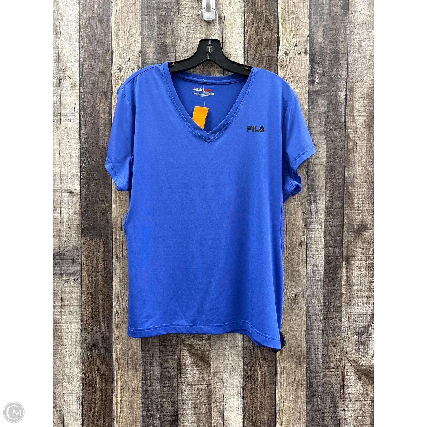 Athletic Top Short Sleeve By Fila In Blue, Size: Xl