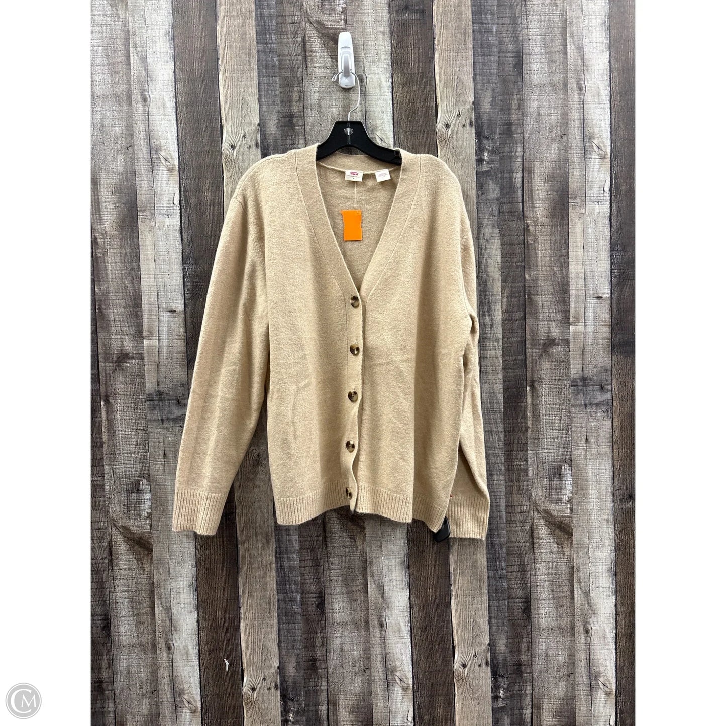 Sweater Cardigan By Levis In Tan, Size: M