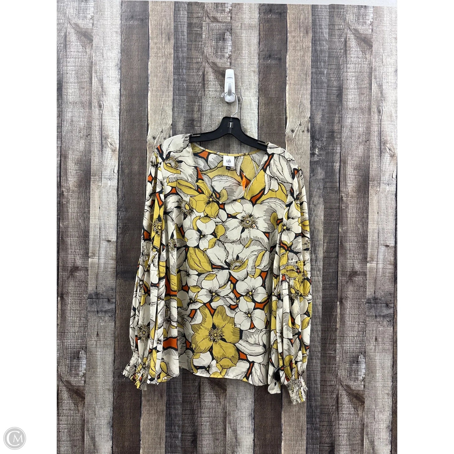 Top Long Sleeve By Cabi In Floral Print, Size: Xl