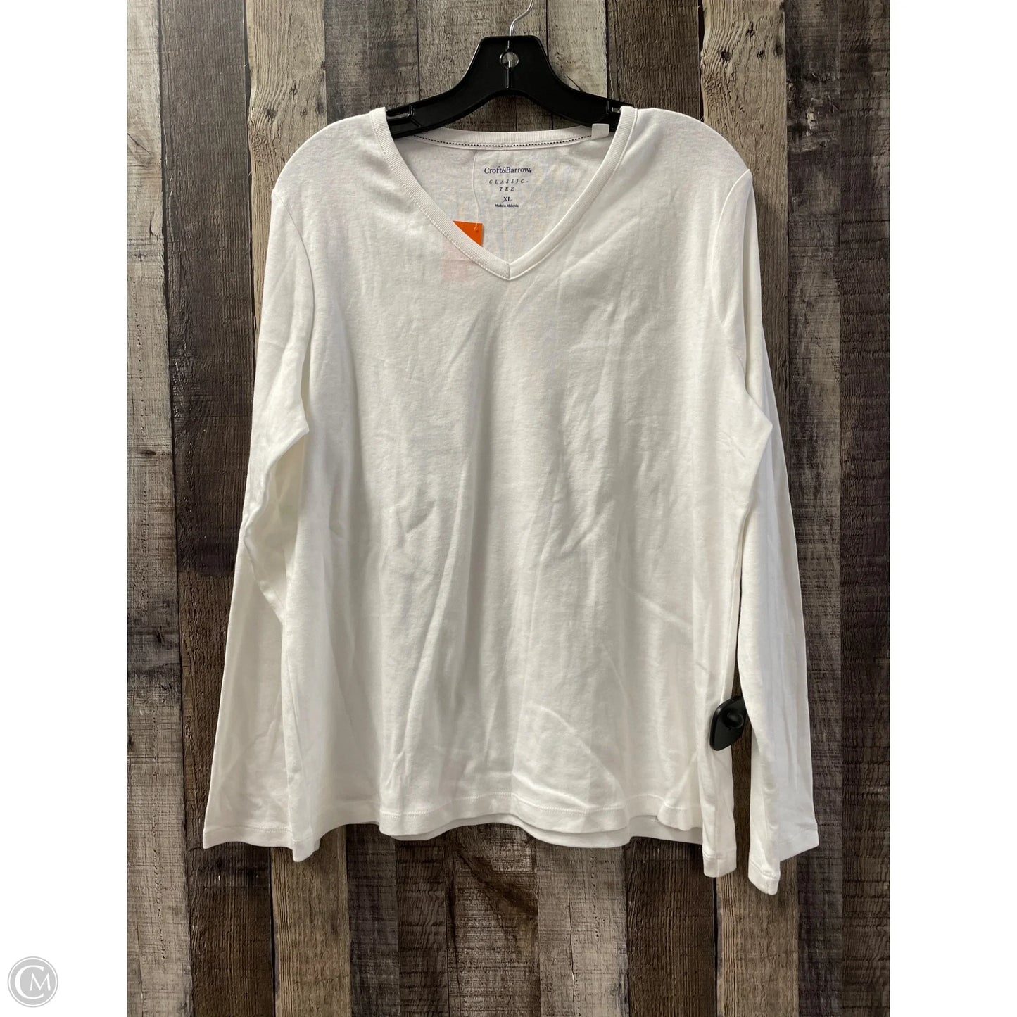 Top Long Sleeve Basic By Croft And Barrow In White, Size: Xl