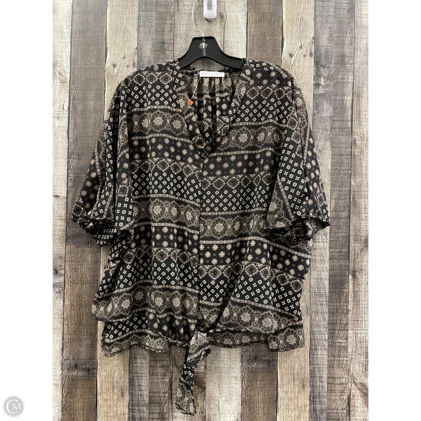 Top Short Sleeve By Chris And Carol In Black & Gold, Size: L