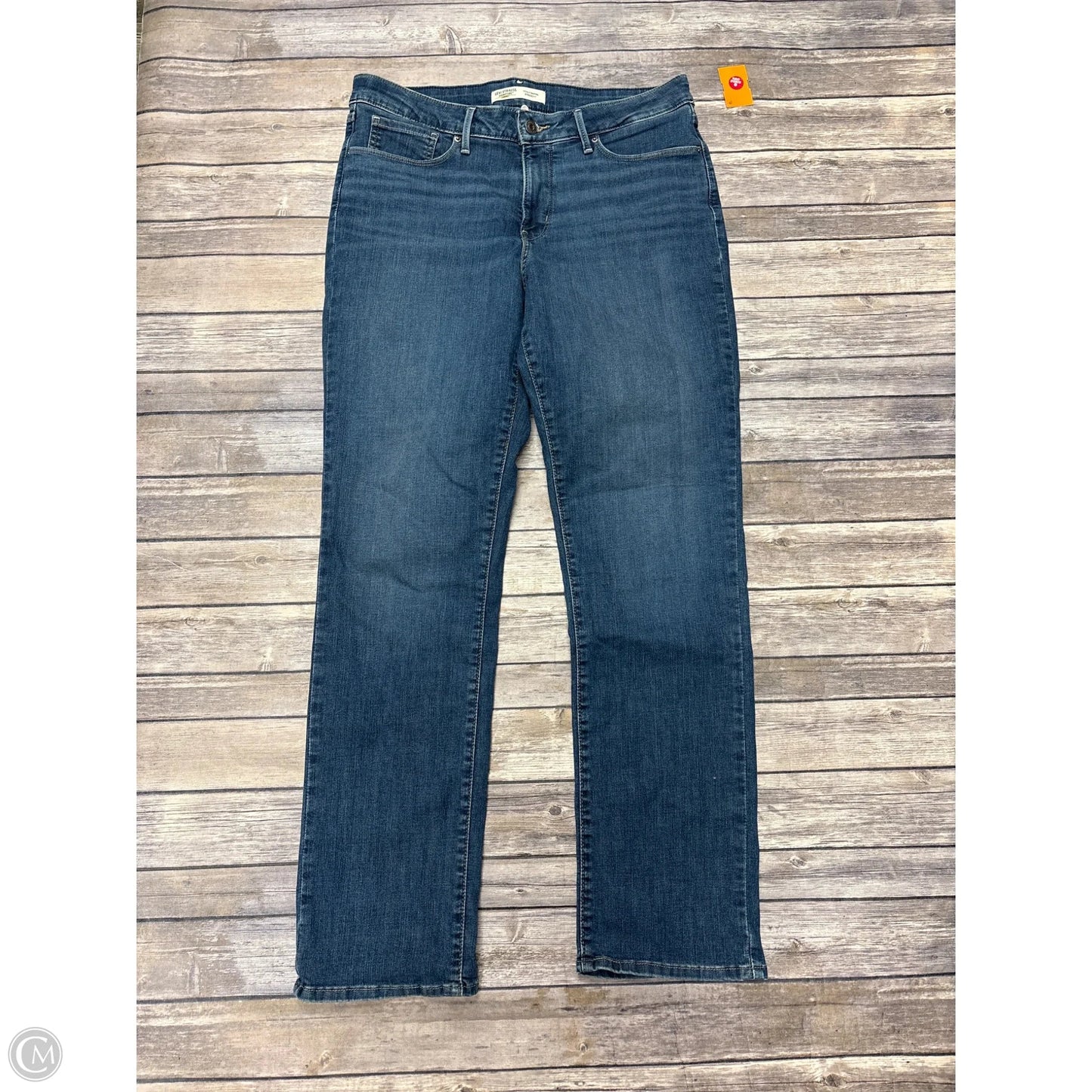 Jeans Straight By Levis In Blue Denim, Size: 12