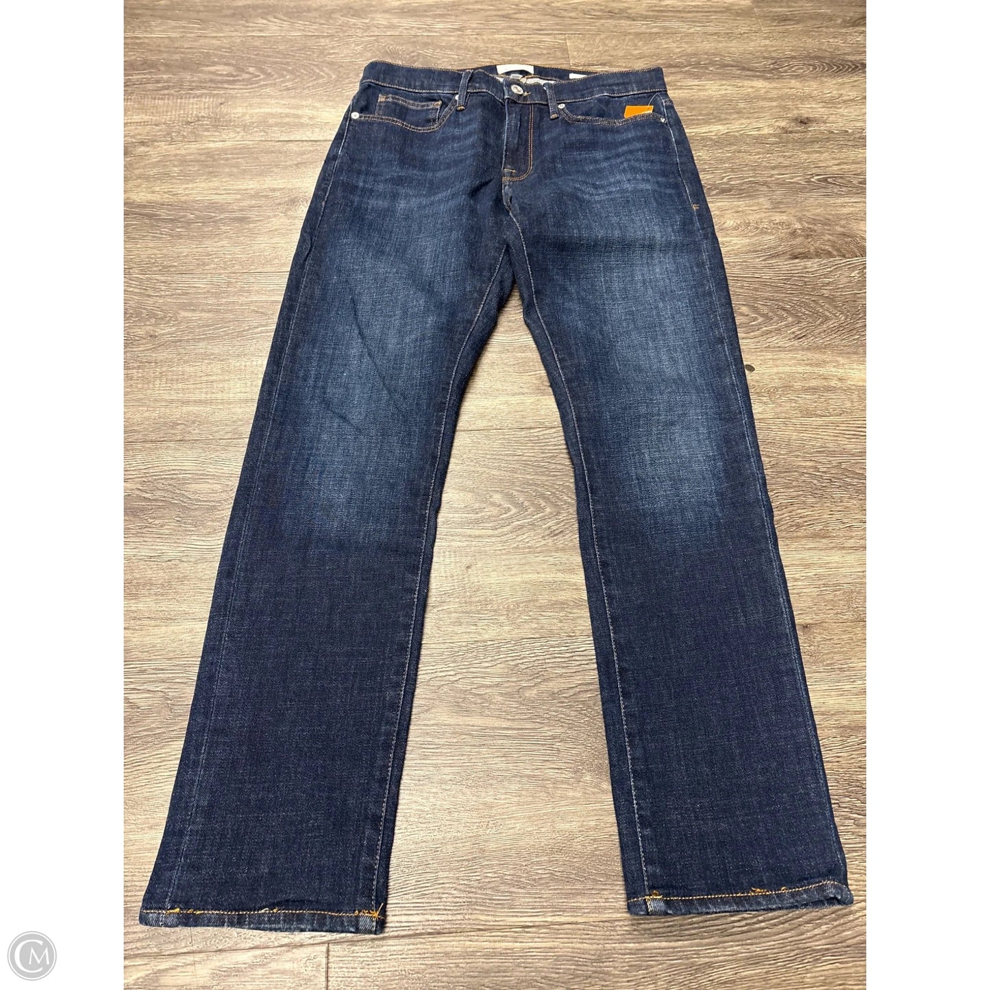Jeans Straight By Frame In Blue Denim, Size: 14