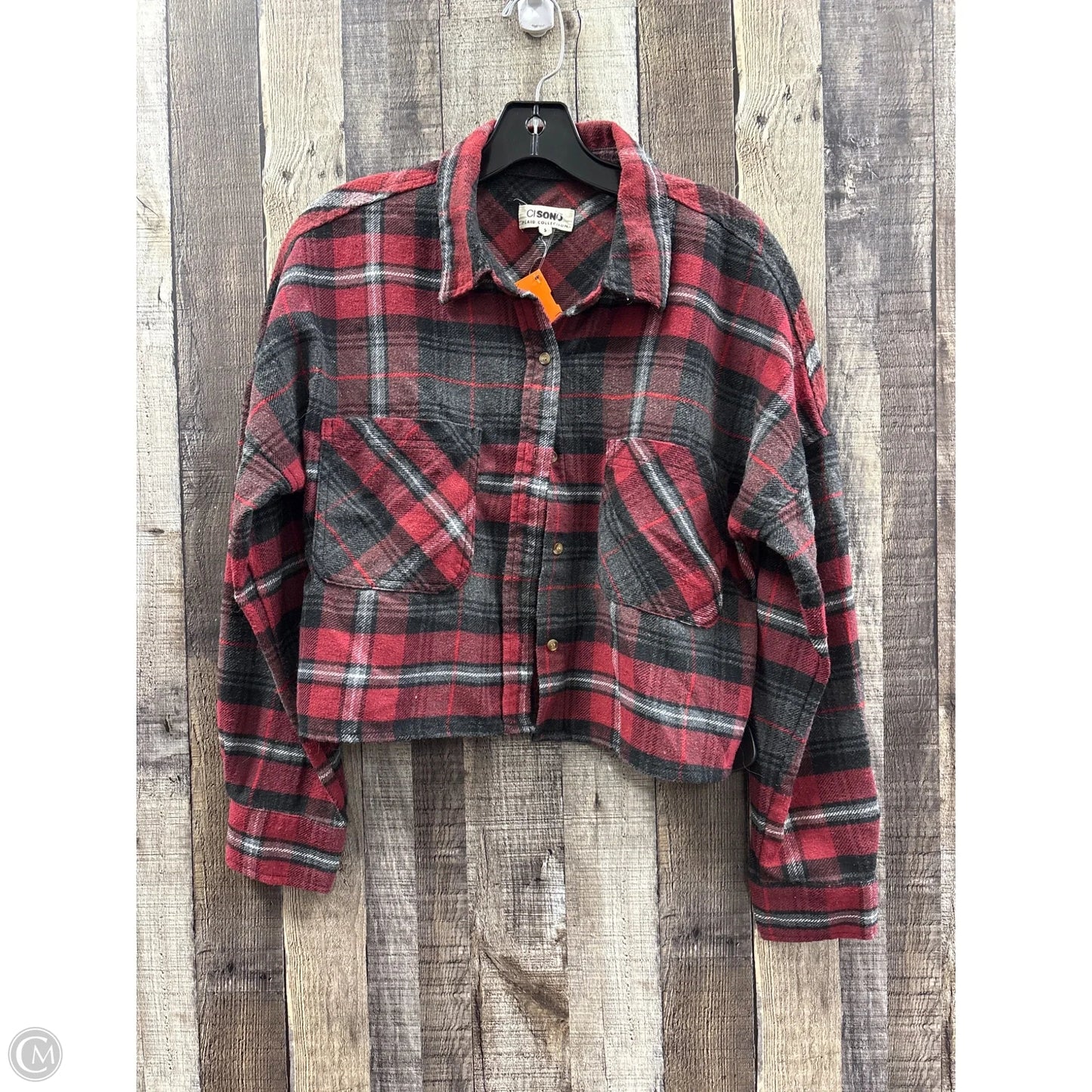 Top Long Sleeve By Ci Sono In Plaid Pattern, Size: S