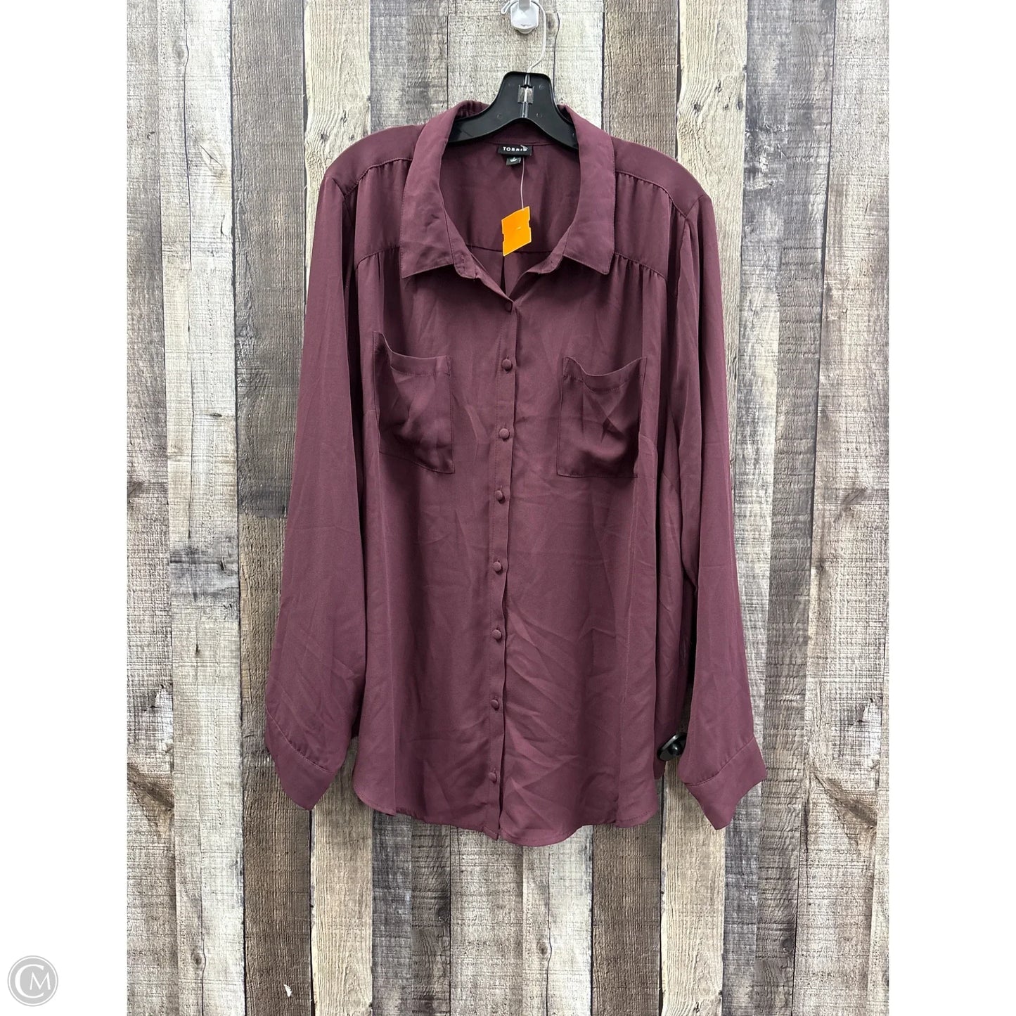 Top Long Sleeve By Torrid In Maroon, Size: 3x