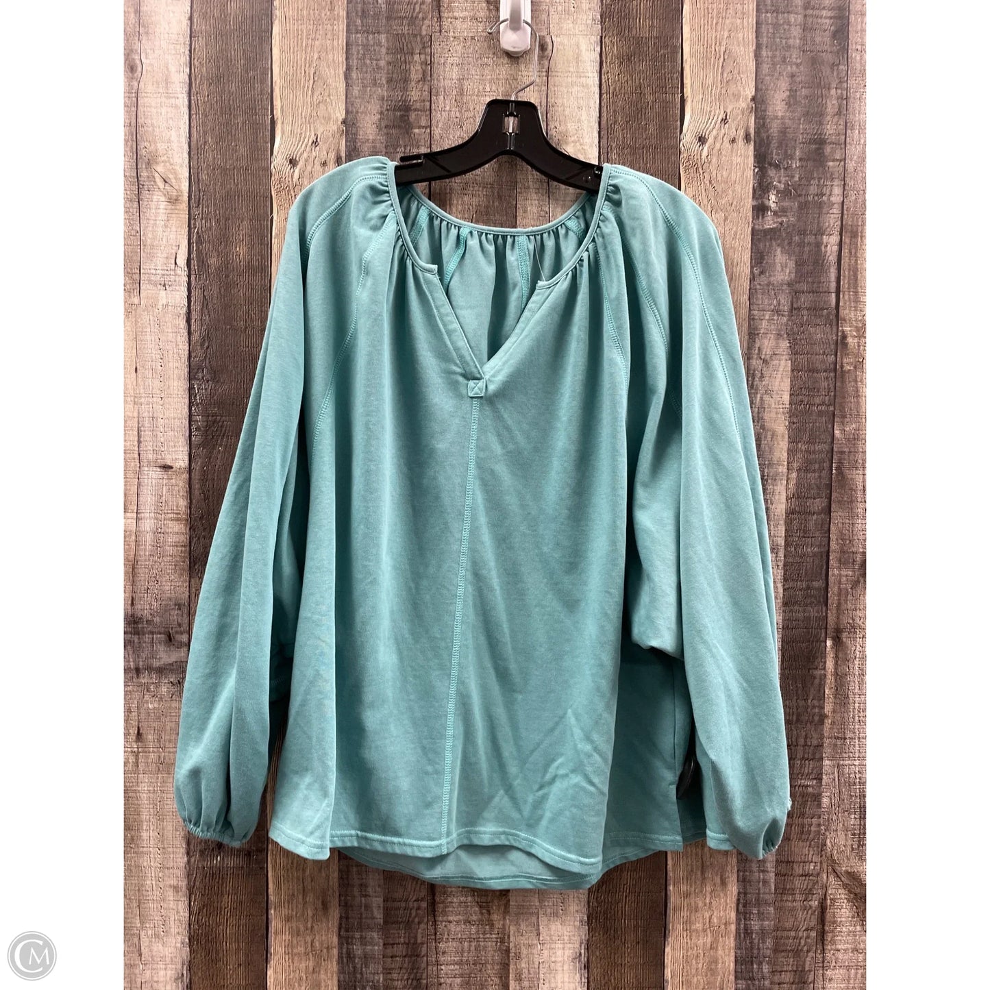Top Long Sleeve By Cmf In Teal, Size: L