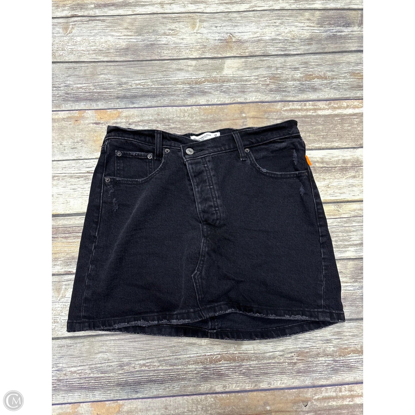 Skirt Midi By Abercrombie And Fitch In Black Denim, Size: 8