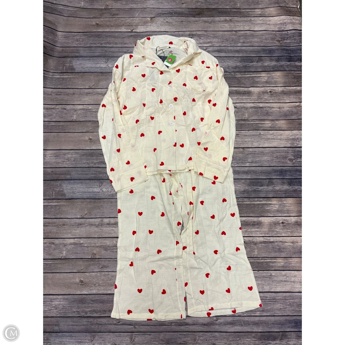 Pajamas 2pc By Cme In Cream & Red, Size: M