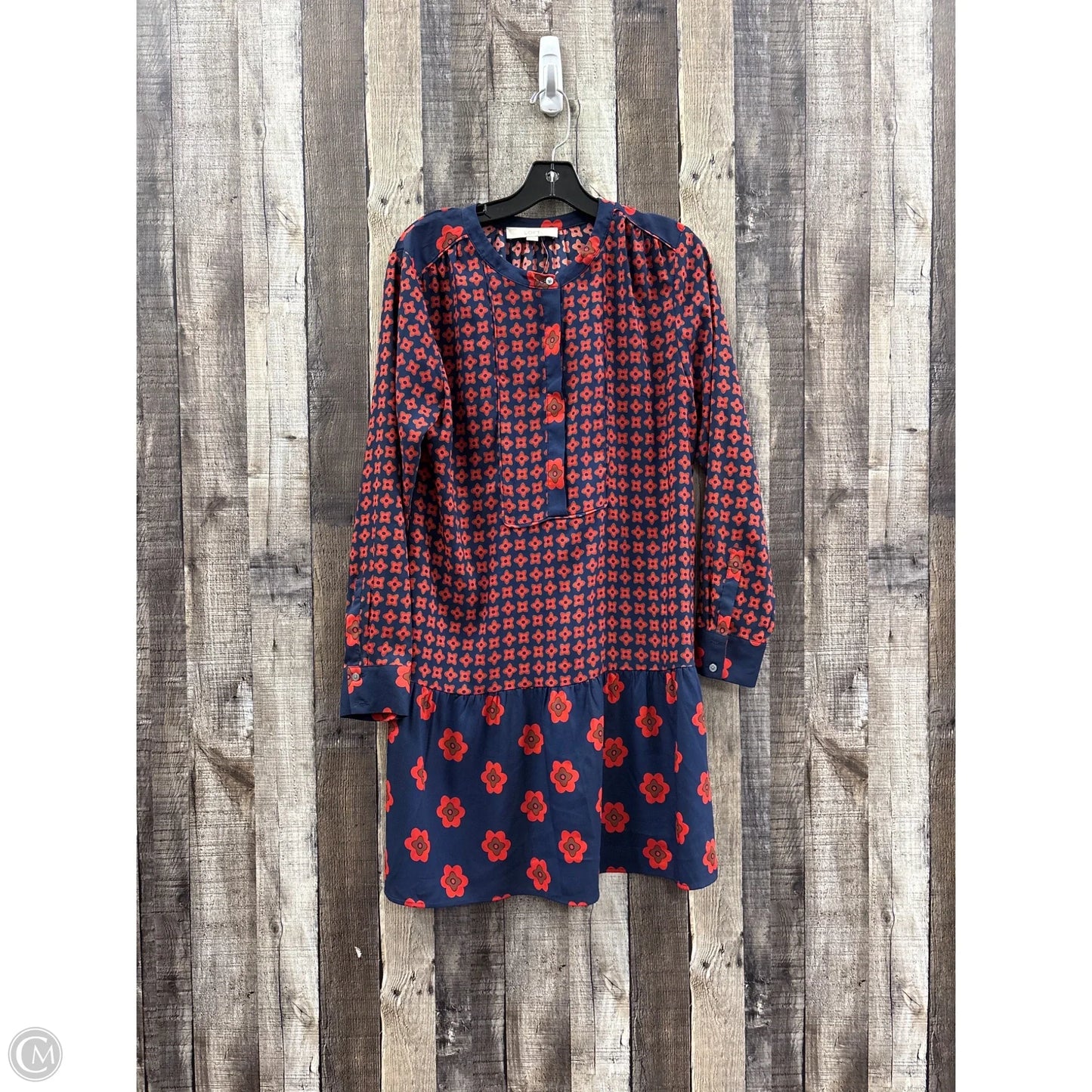 Dress Casual Midi By Loft In Blue & Red, Size: M