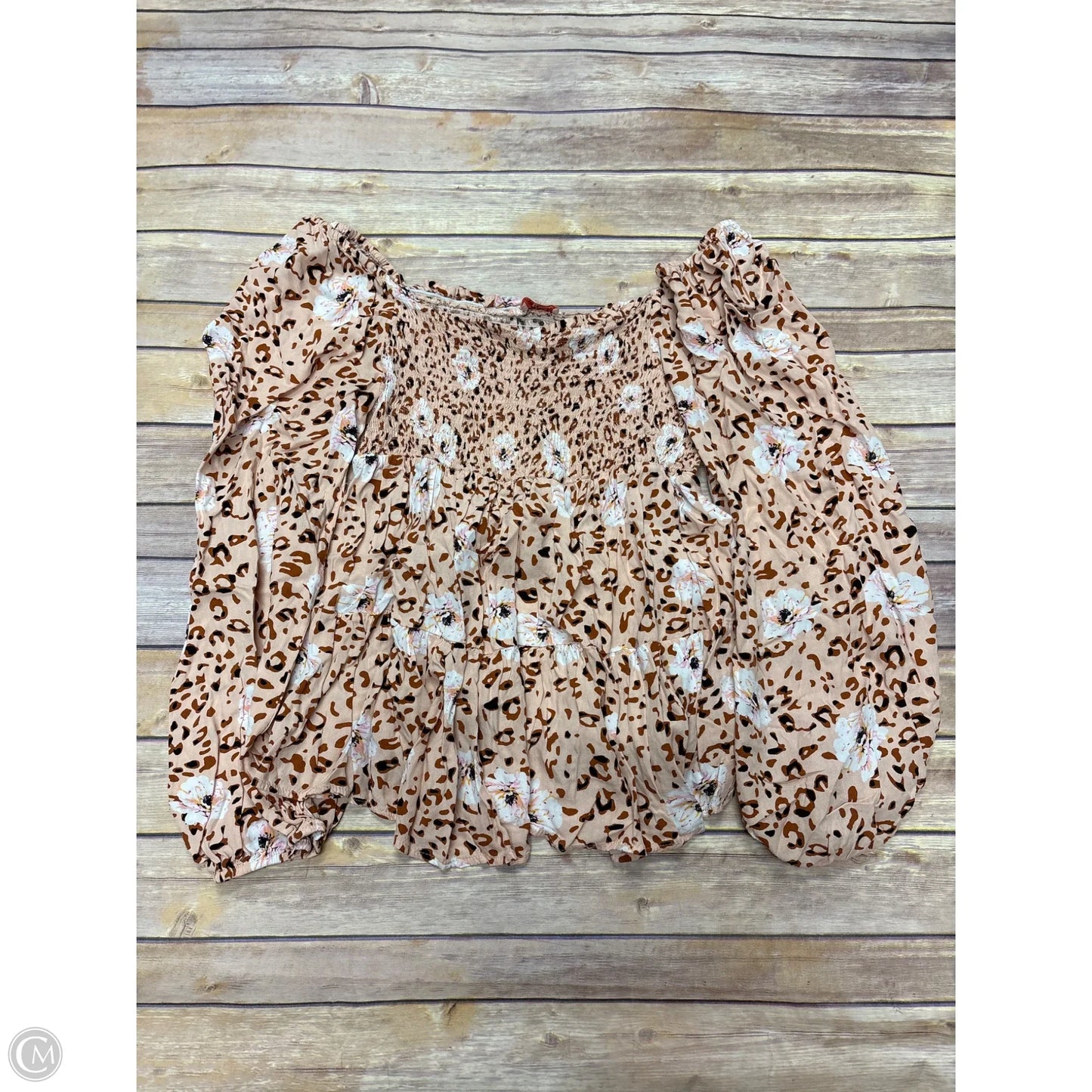 Top Long Sleeve By Hailey & Co In Animal Print, Size: L