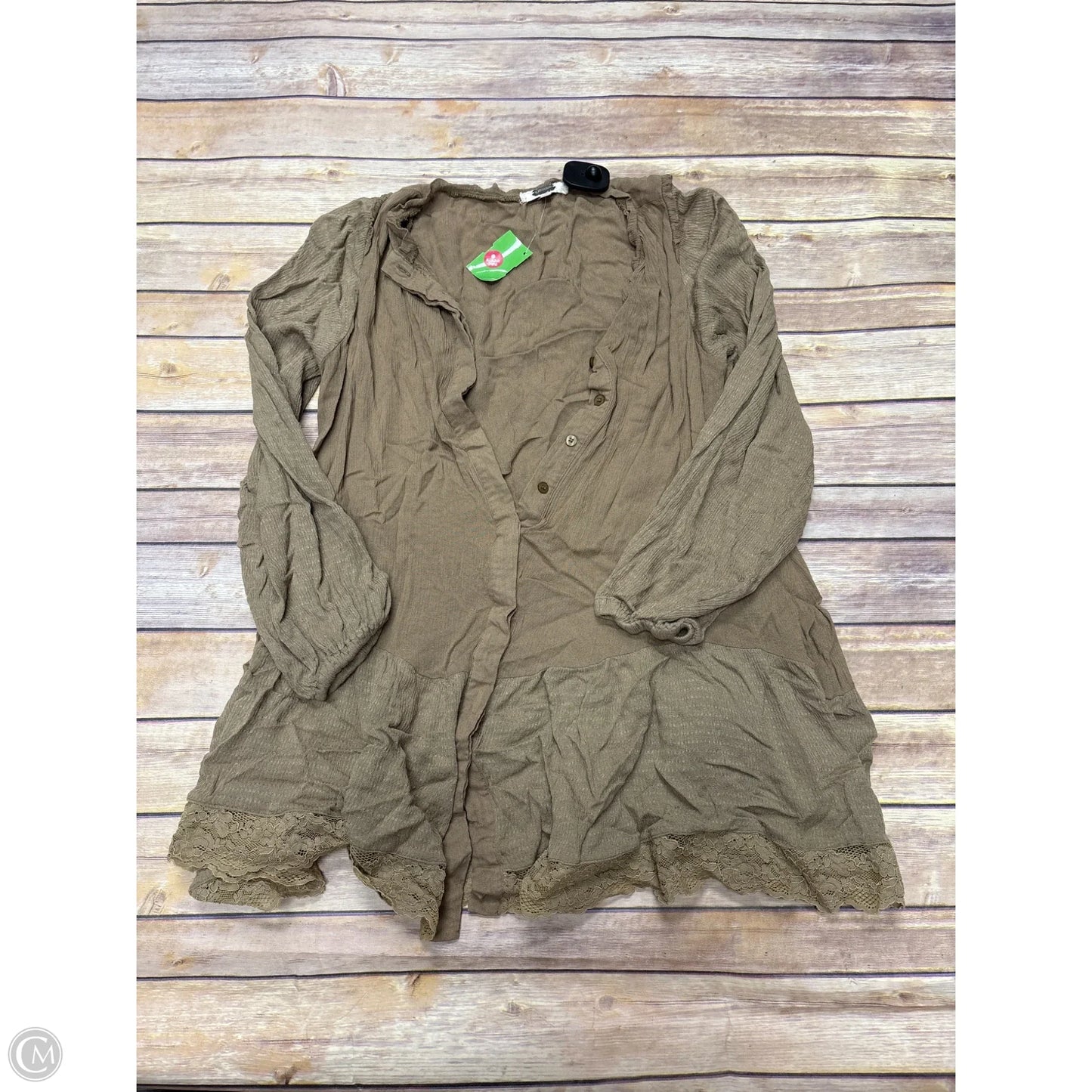 Tunic Long Sleeve By Gimmicks In Brown, Size: S