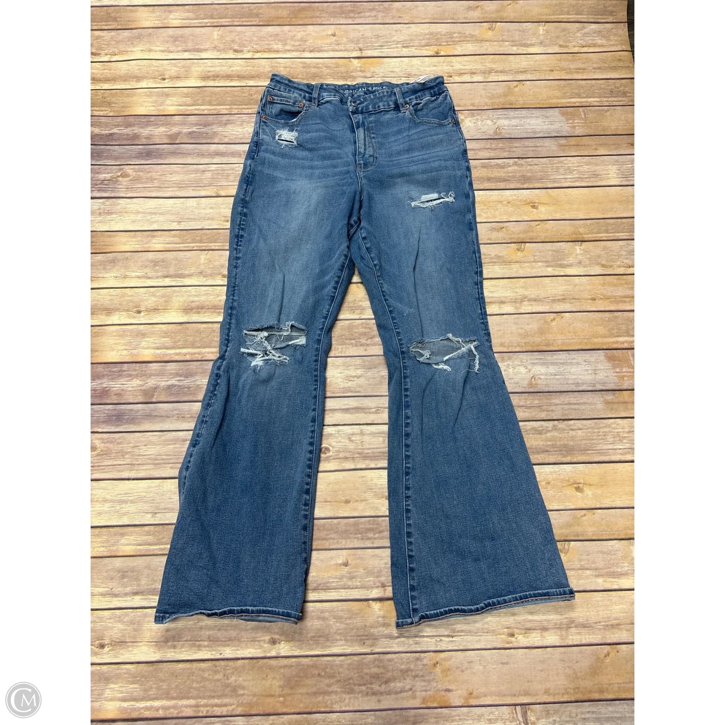 Jeans Flared By American Eagle In Blue Denim, Size: 14