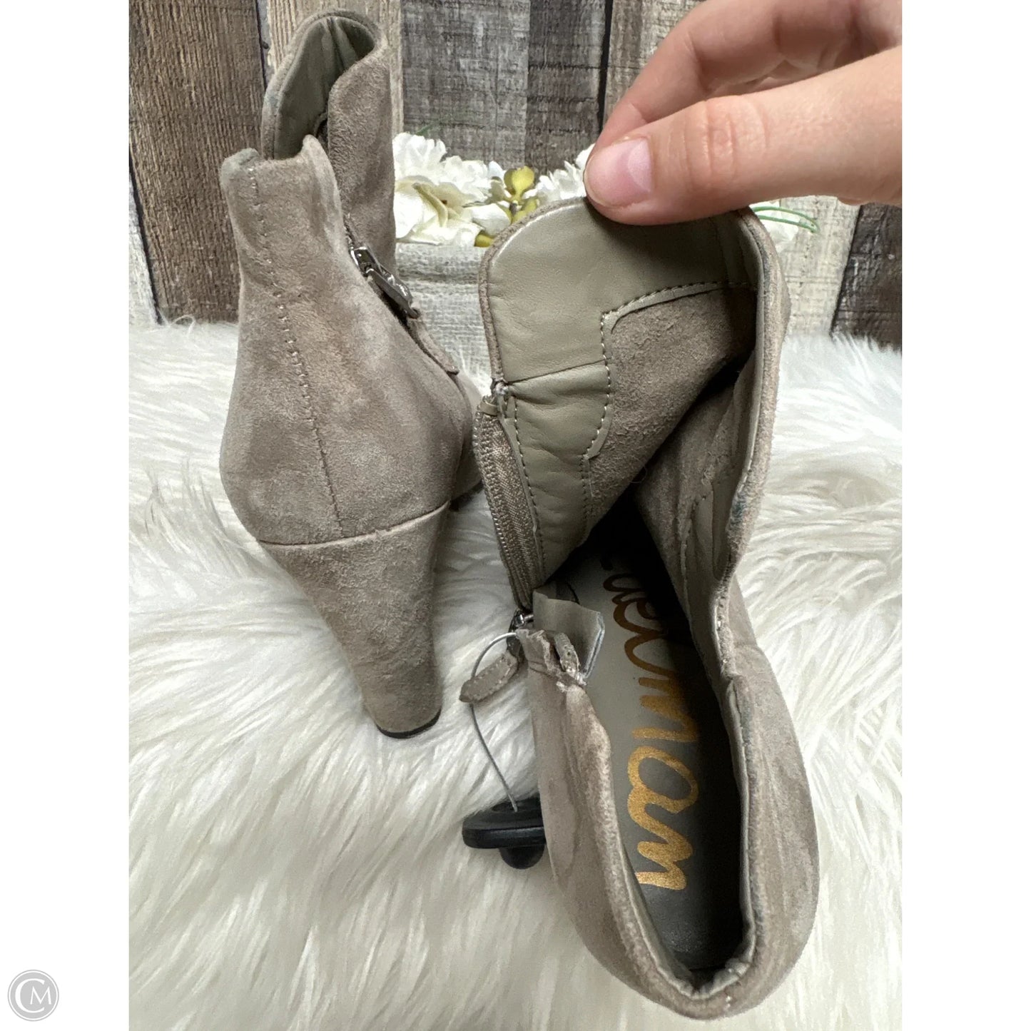 Boots Ankle Heels By Sam Edelman In Taupe, Size: 7.5