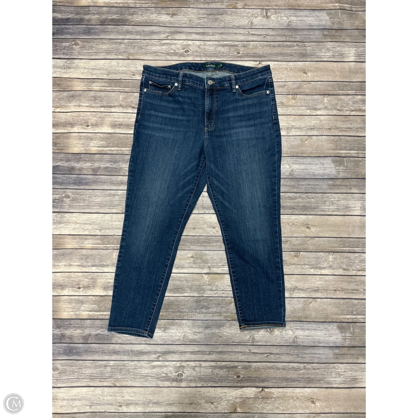 Jeans Straight By Lauren By Ralph Lauren In Blue Denim, Size: 16