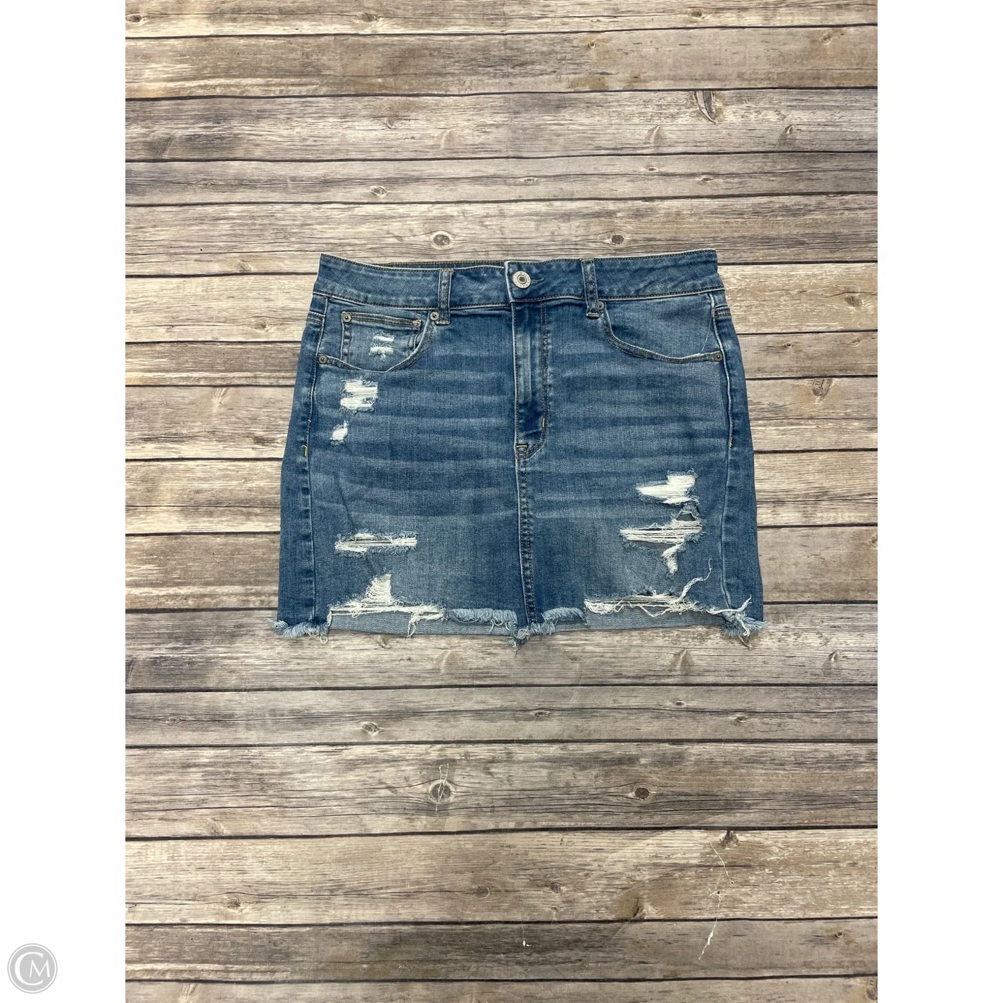 Skirt Mini & Short By American Eagle In Blue Denim, Size: 14