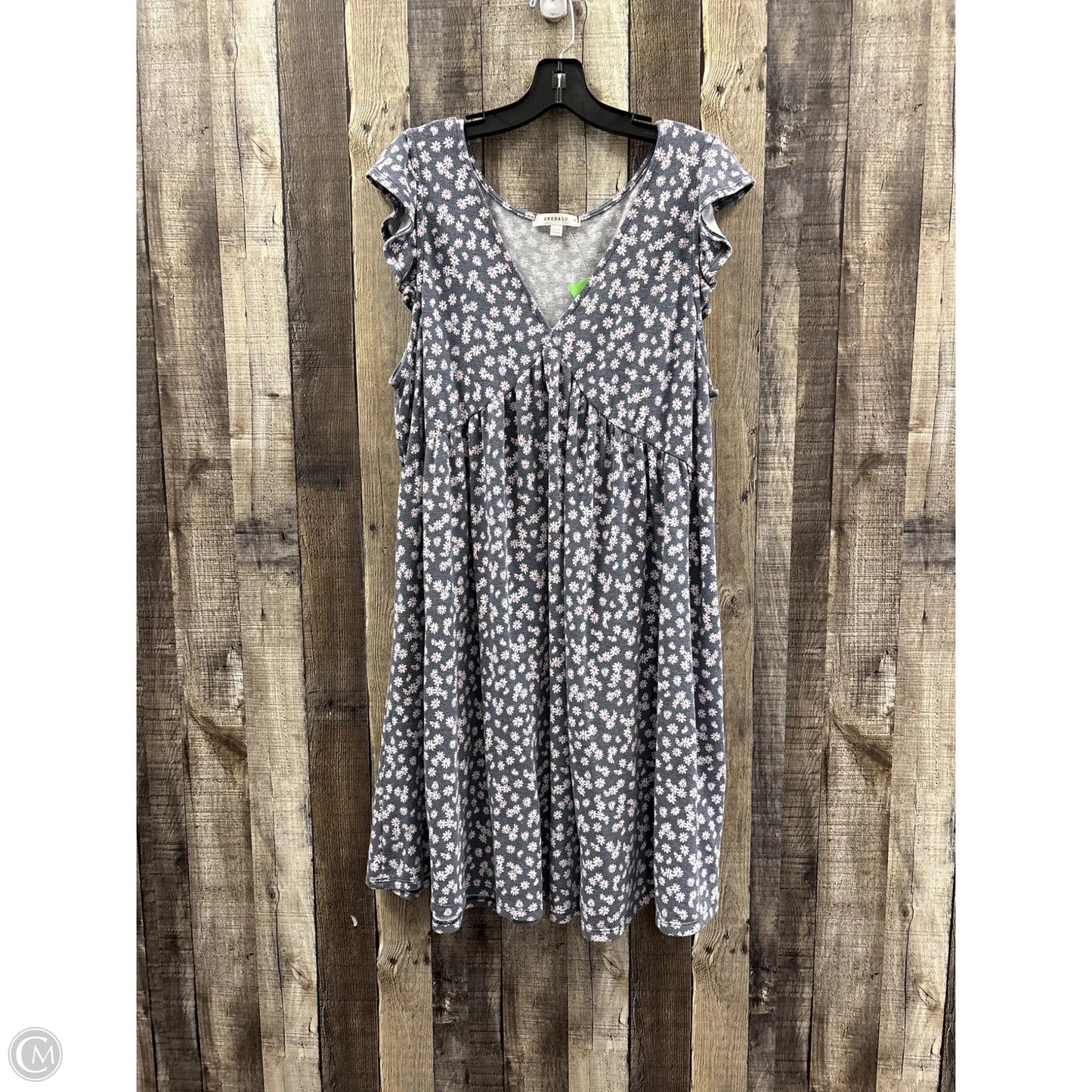 Dress Casual Midi By Emerald In Grey & Pink, Size: 1x