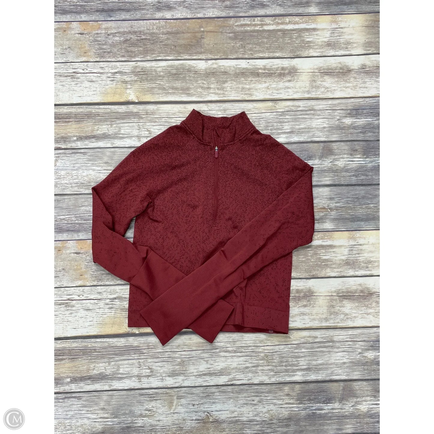 Athletic Top Long Sleeve Collar By Lululemon In Red, Size: S