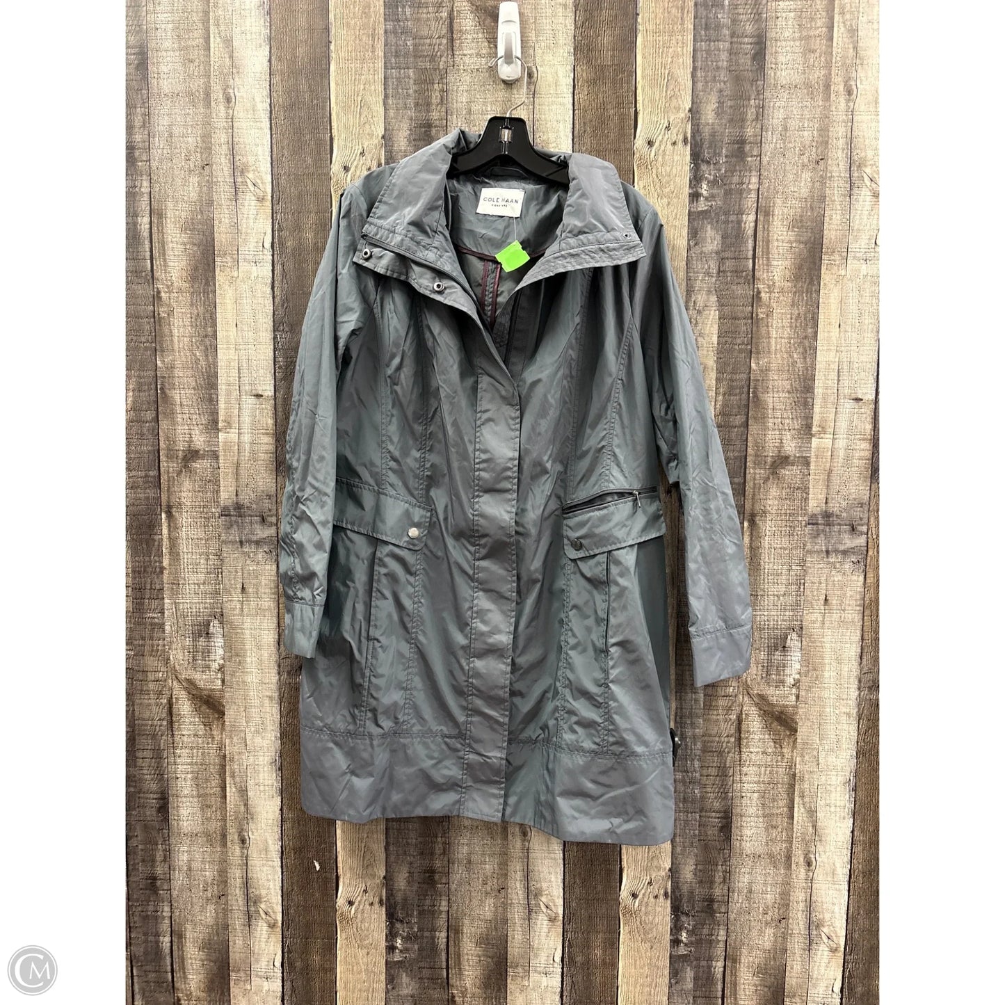 Jacket Windbreaker By Cole-haan In Grey, Size: S