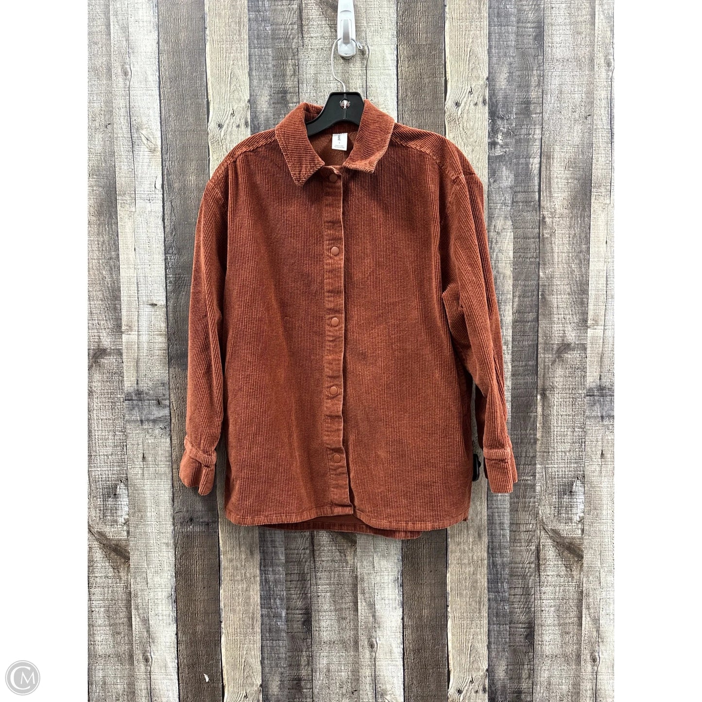 Jacket Shirt By Abound In Brown, Size: S