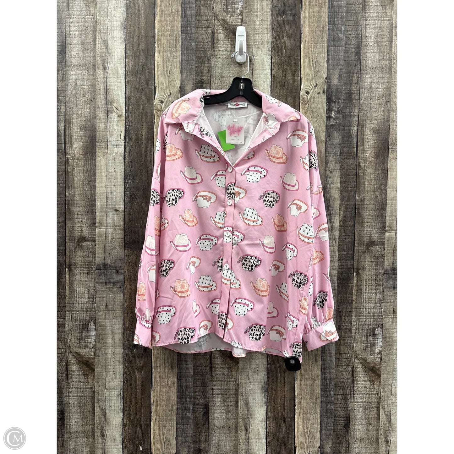 Top Long Sleeve By Cme In Pink, Size: M