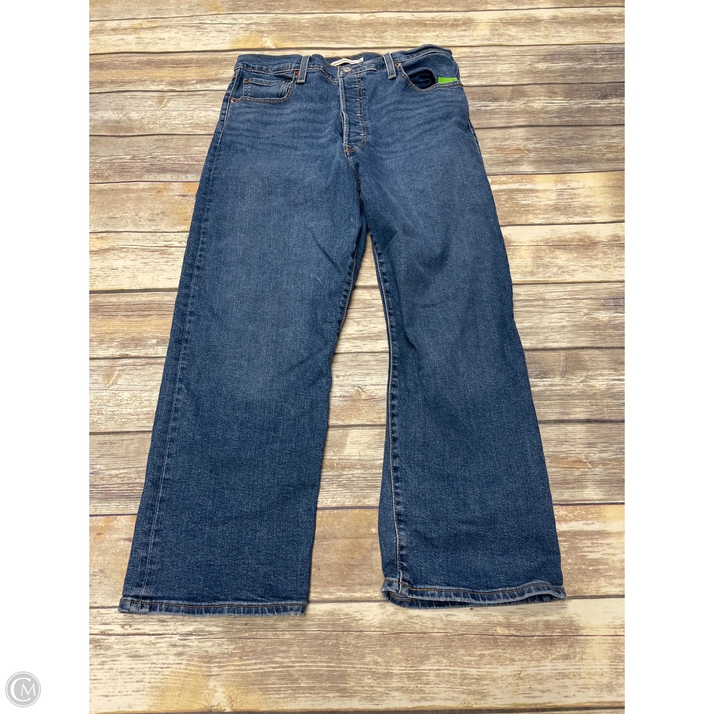 Jeans Straight By Levis In Blue Denim, Size: 14