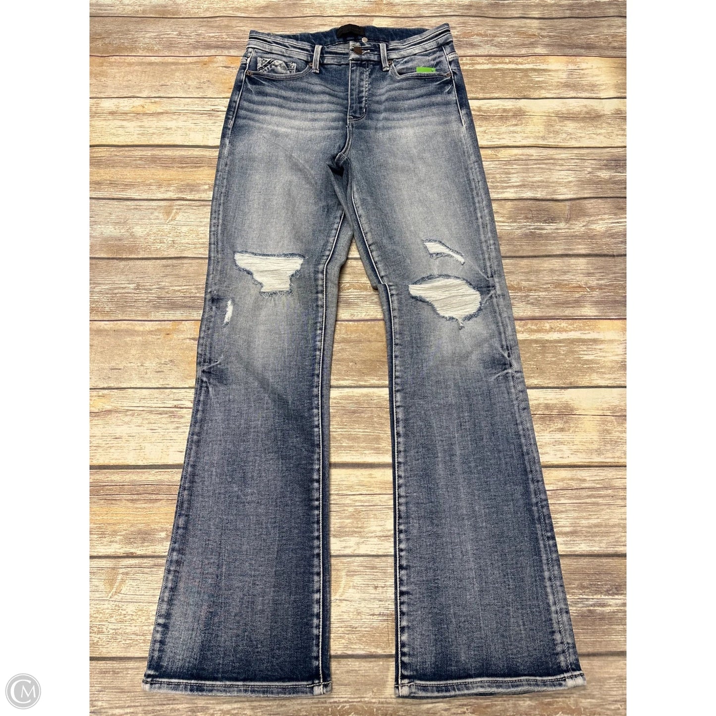 Jeans Straight By Buckle Black In Blue Denim, Size: 4