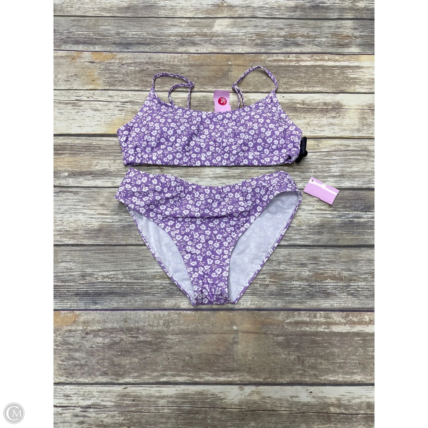 Swimsuit 2pc By Cmf In Purple & White, Size: M