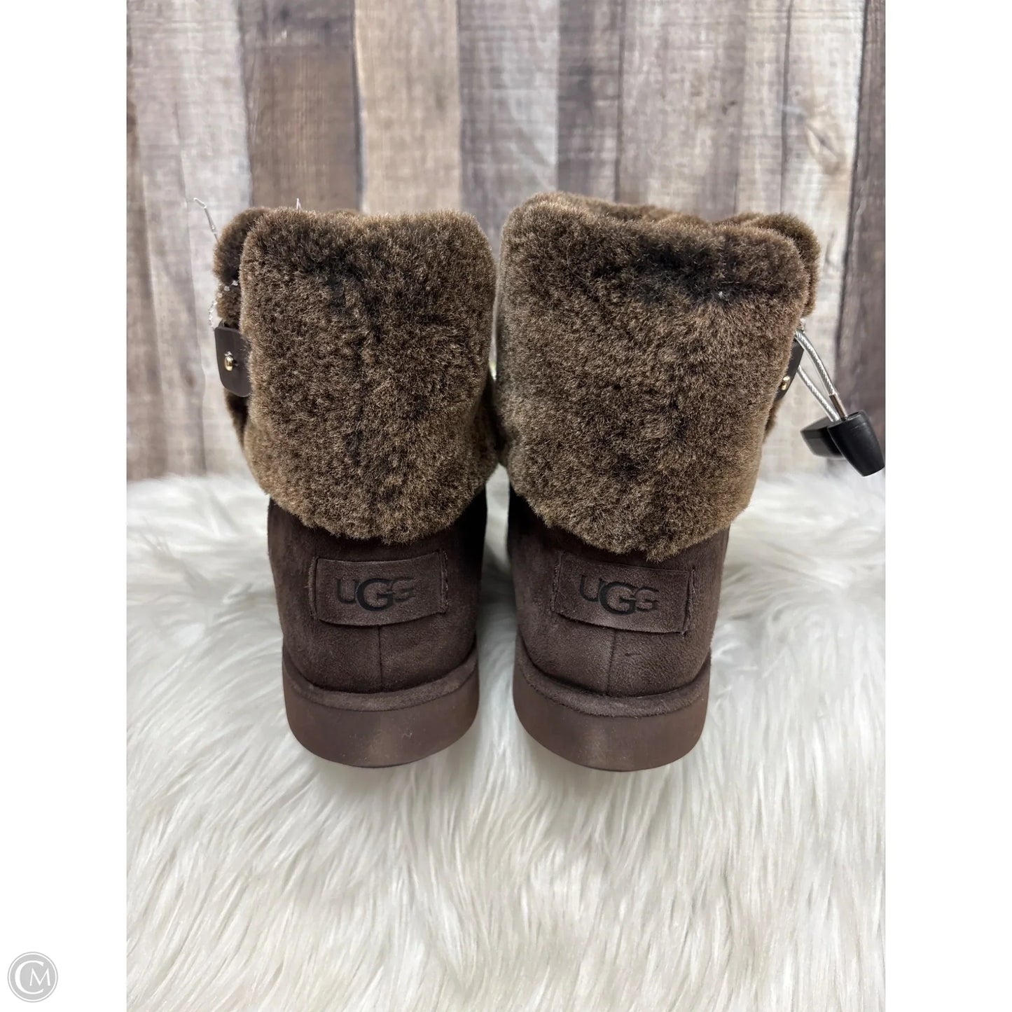 Boots Designer By Ugg In Brown, Size: 9