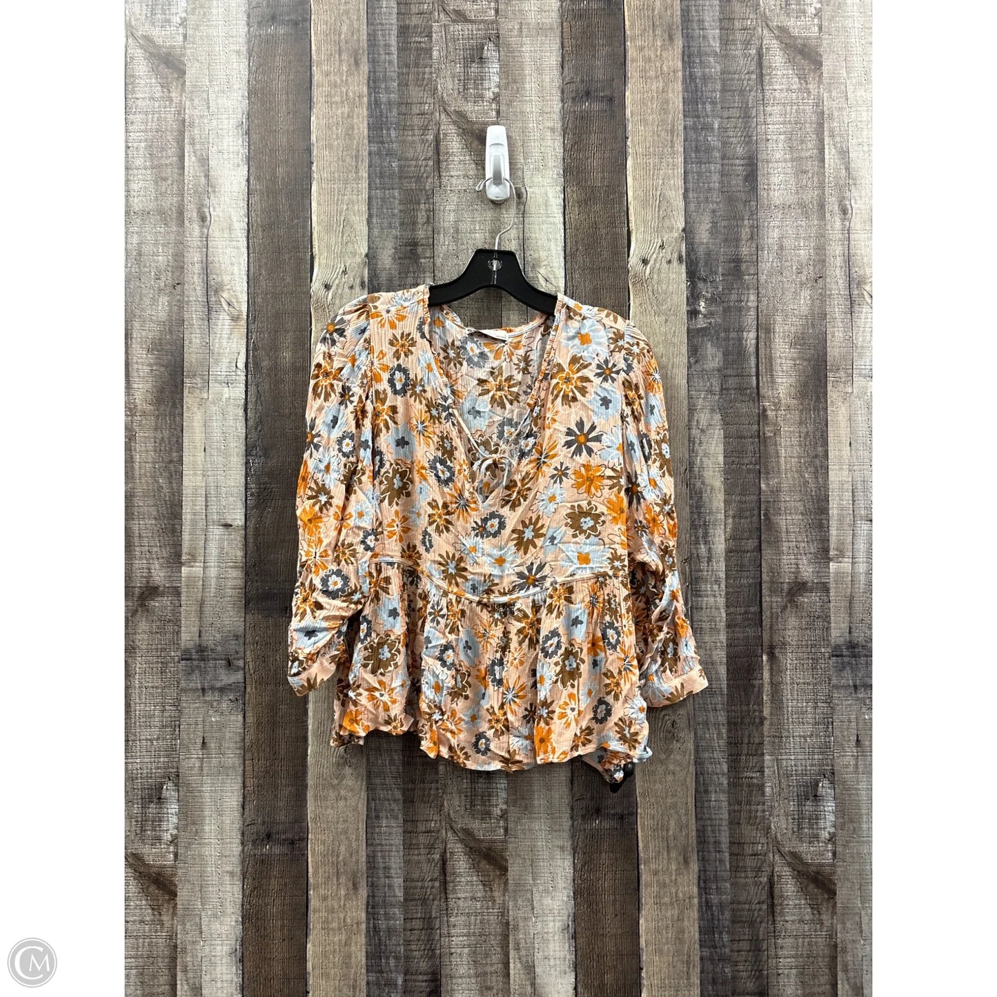 Top 3/4 Sleeve By So In Floral Print, Size: L