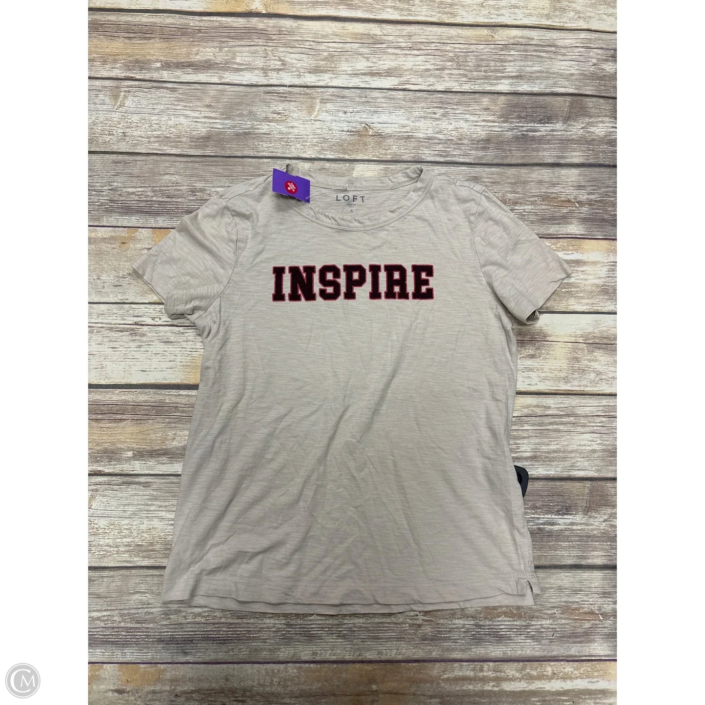Top Short Sleeve Basic By Loft In Beige, Size: S