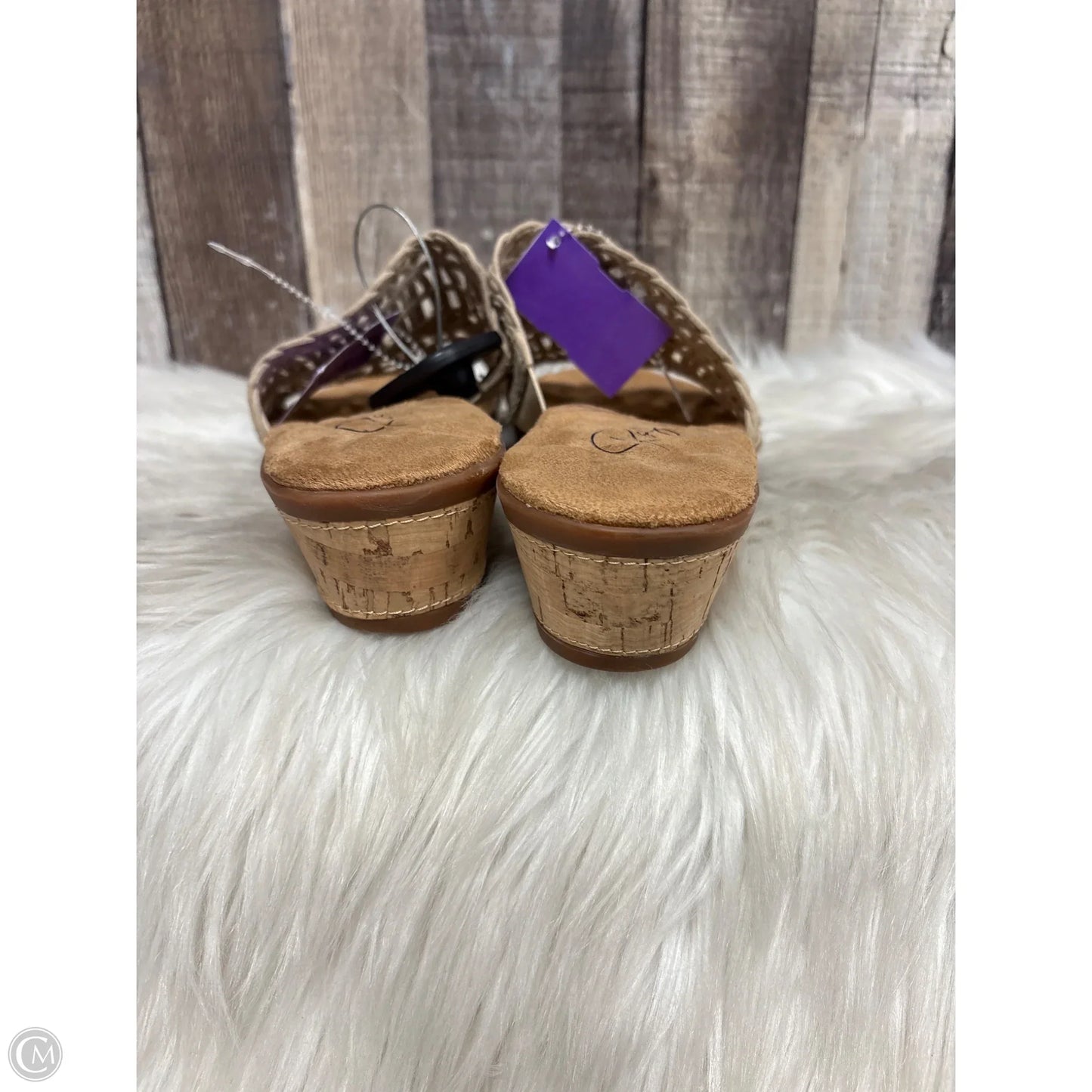 Sandals Heels Wedge By Cme In Tan, Size: 10