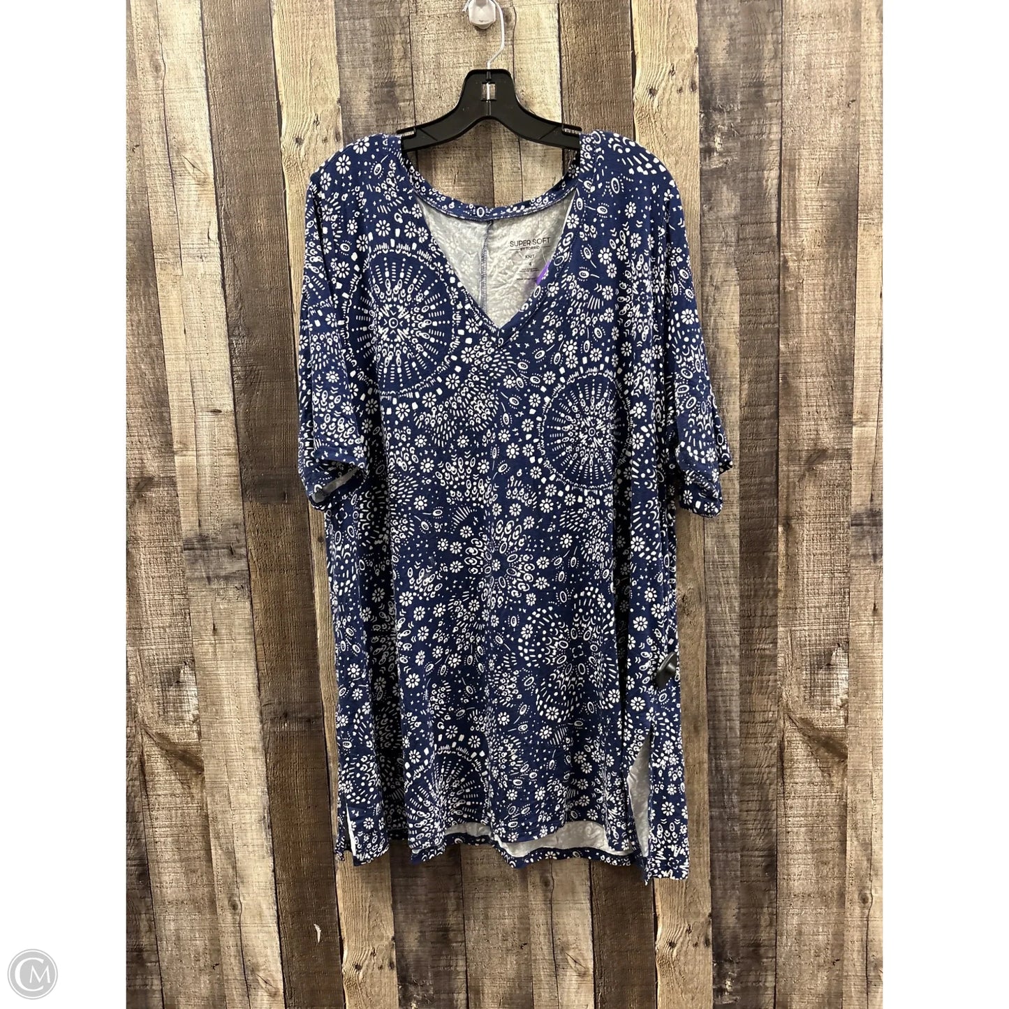 Top Short Sleeve By Torrid In Blue & White, Size: 4x