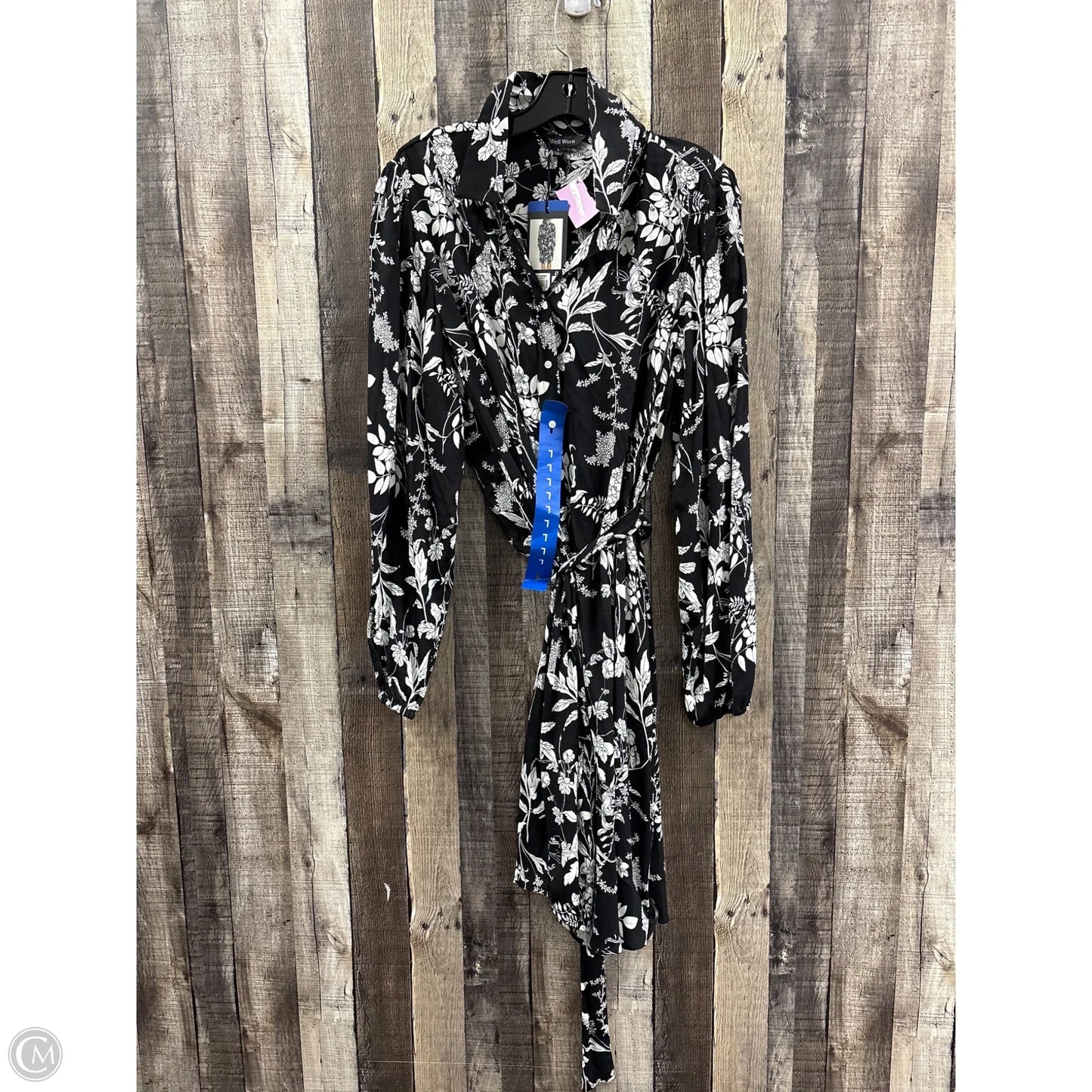 Dress Casual Midi By Well Worn In Black & White, Size: L