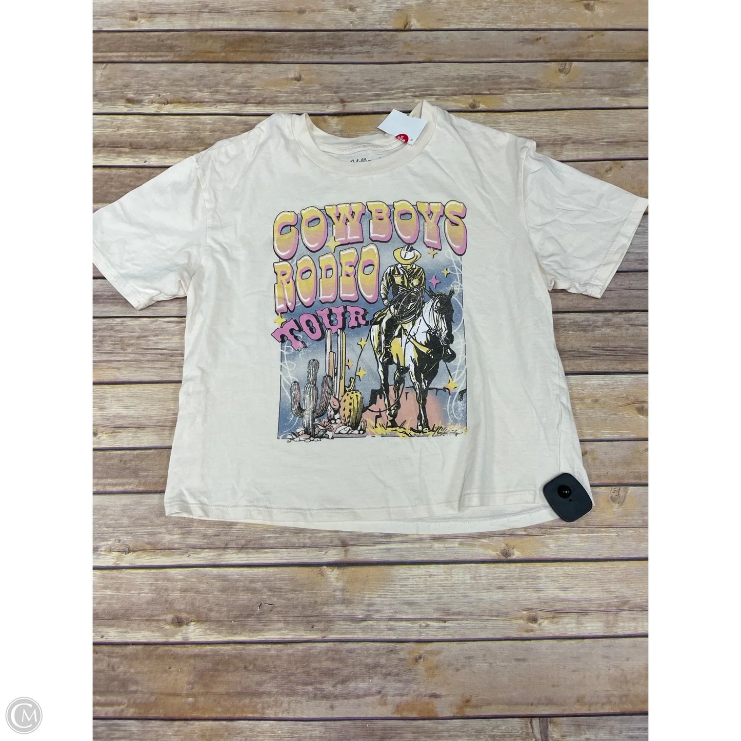 Top Short Sleeve By Cme In Cream, Size: S