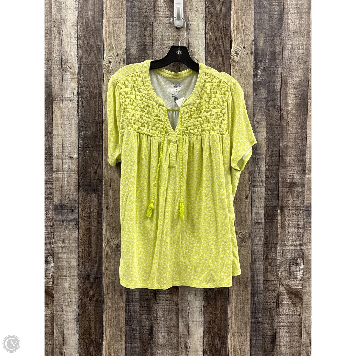 Top Short Sleeve By Croft And Barrow In Yellow, Size: 2x
