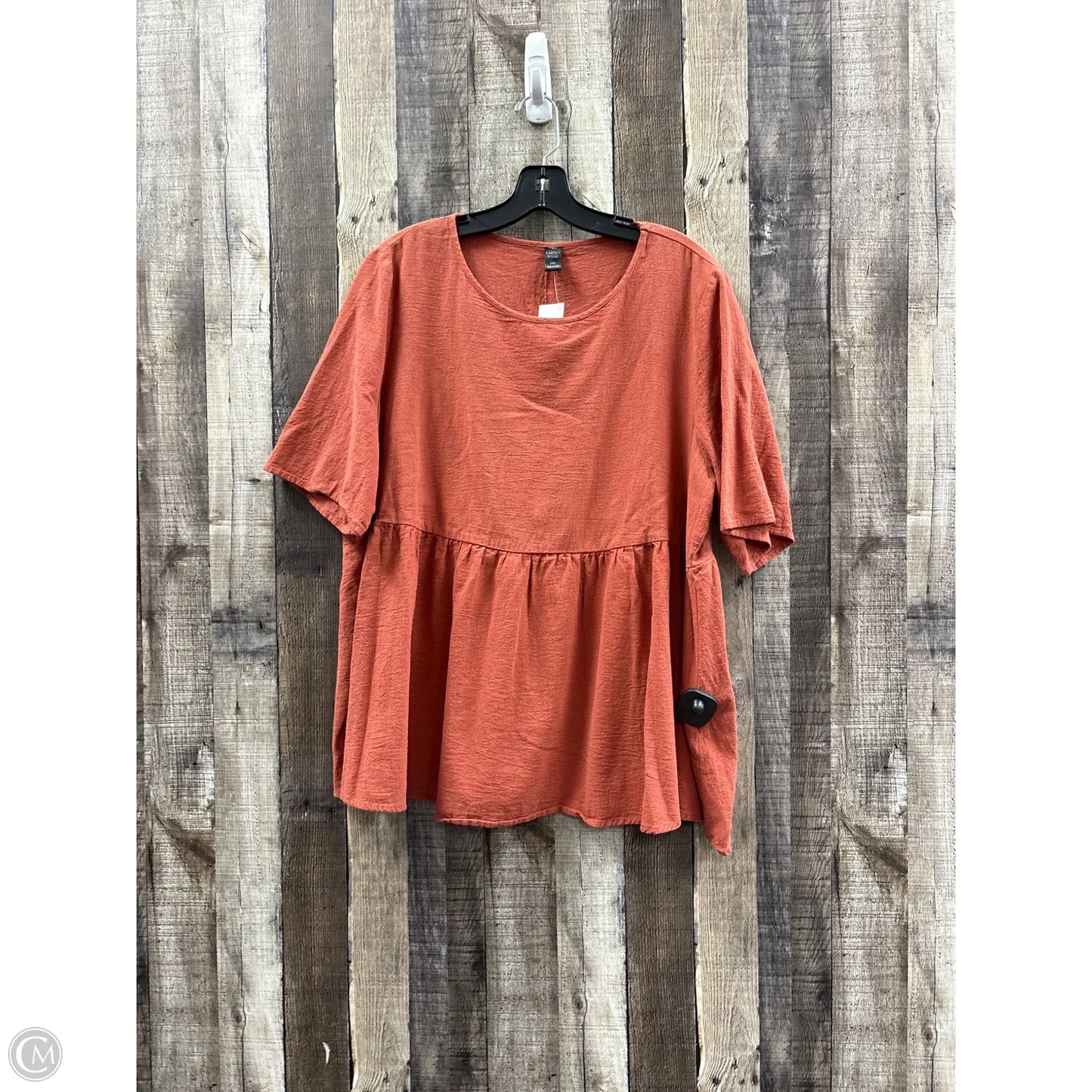 Top Short Sleeve By Emery Rose In Brown, Size: 2x