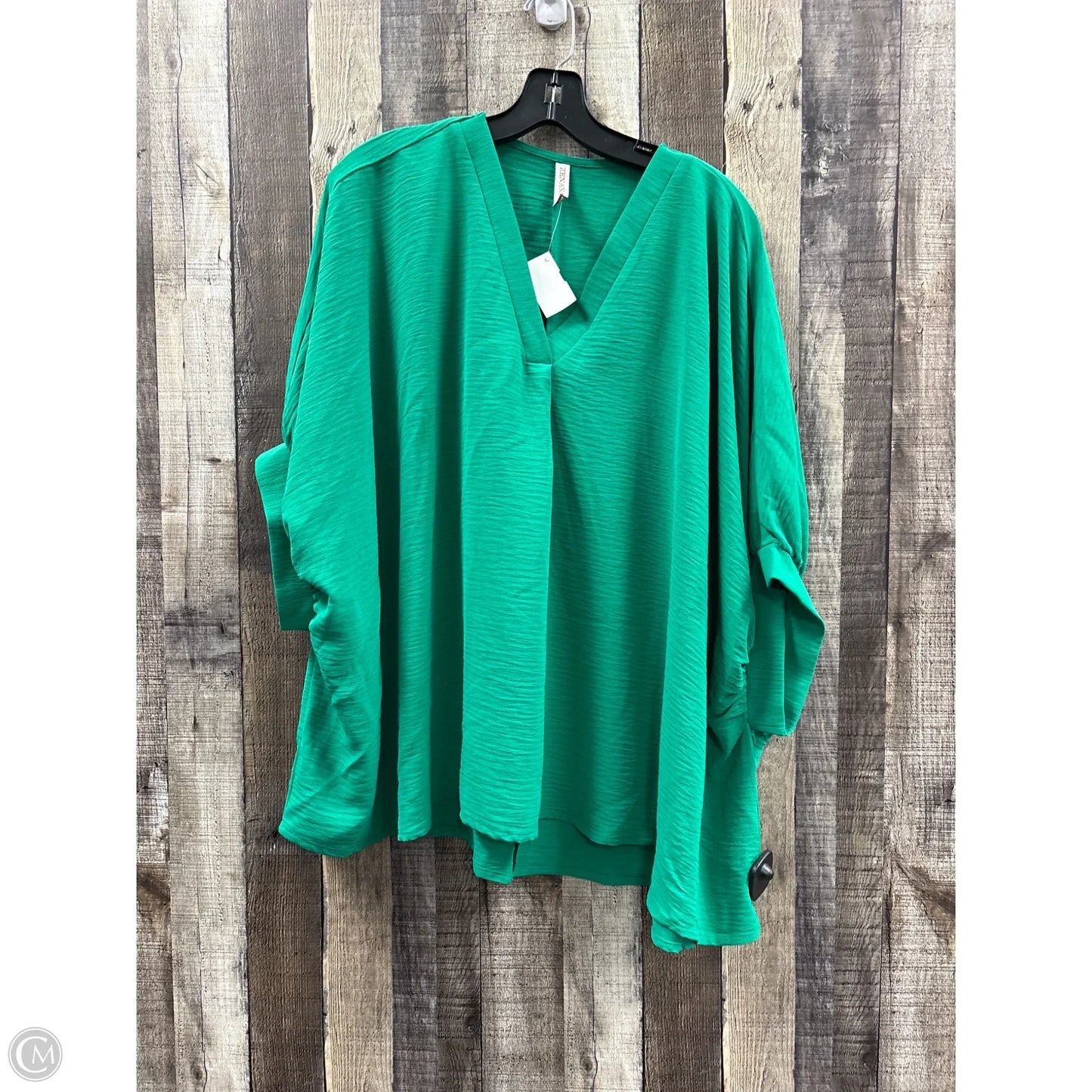 Top 3/4 Sleeve By Zenana In Green, Size: 2x