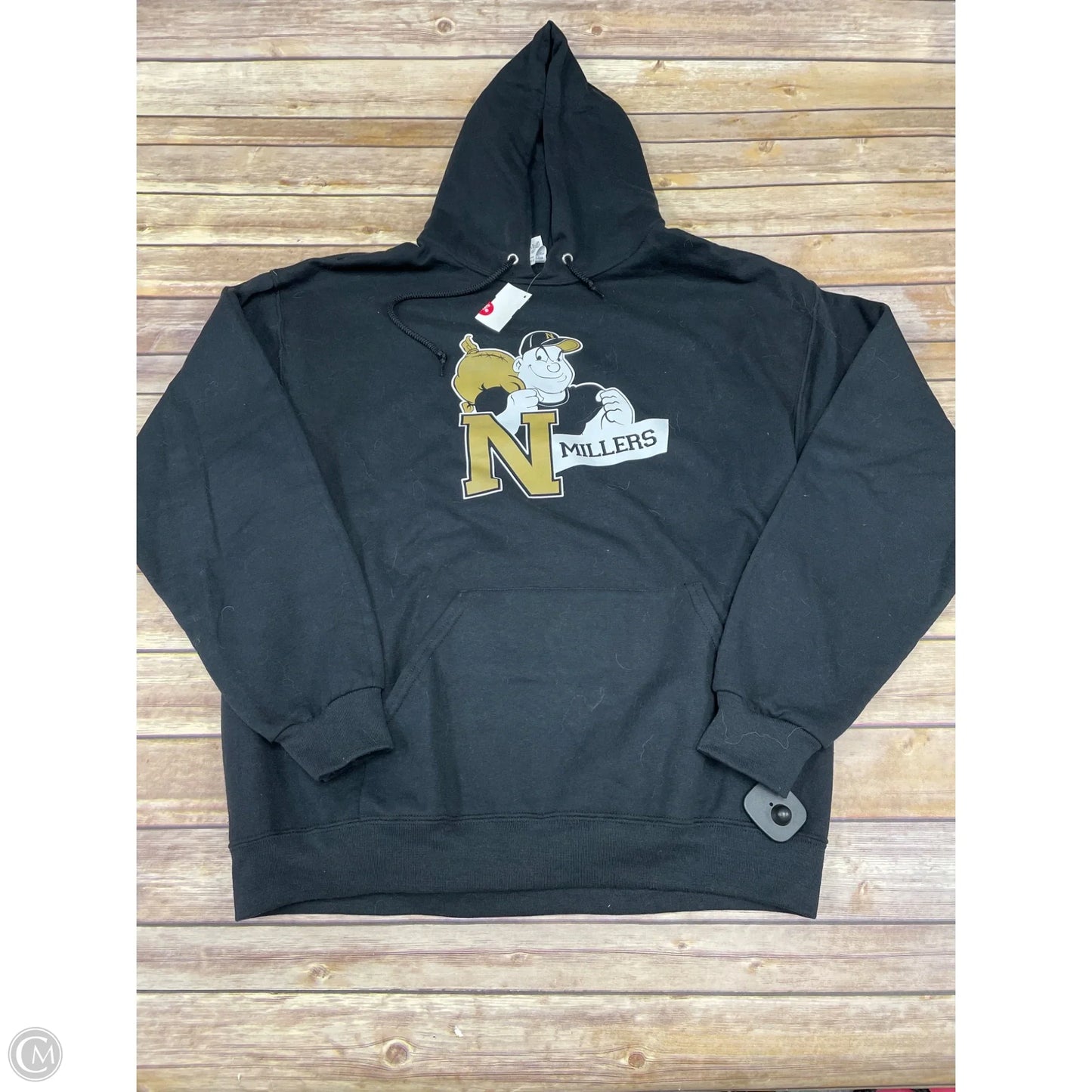 Athletic Top Long Sleeve Hoodie By Jerzees In Black, Size: L